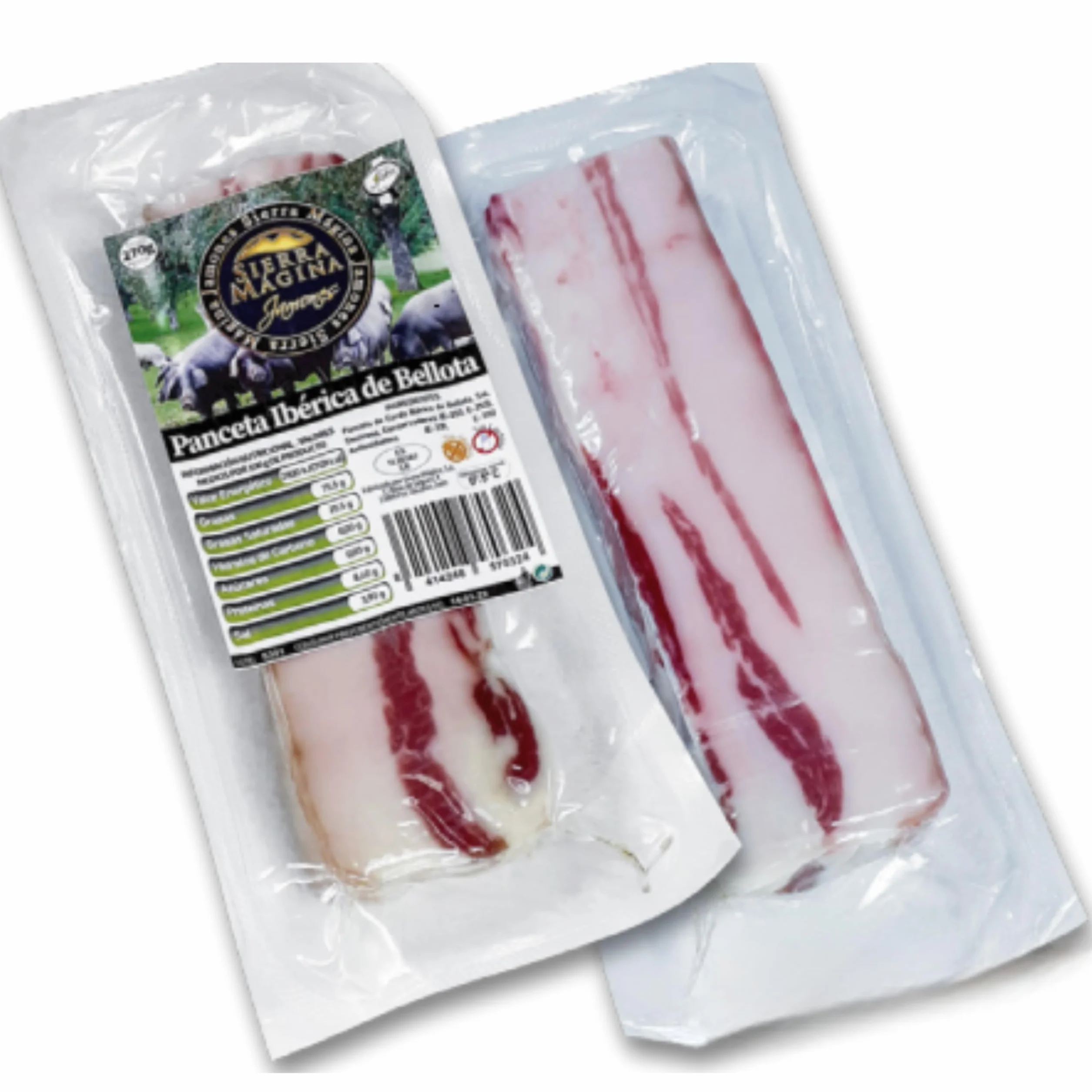 Panceta Curada Ibérica de Bellota – Pack de 2 Piezas 270g, Sabor Intenso y Jugoso