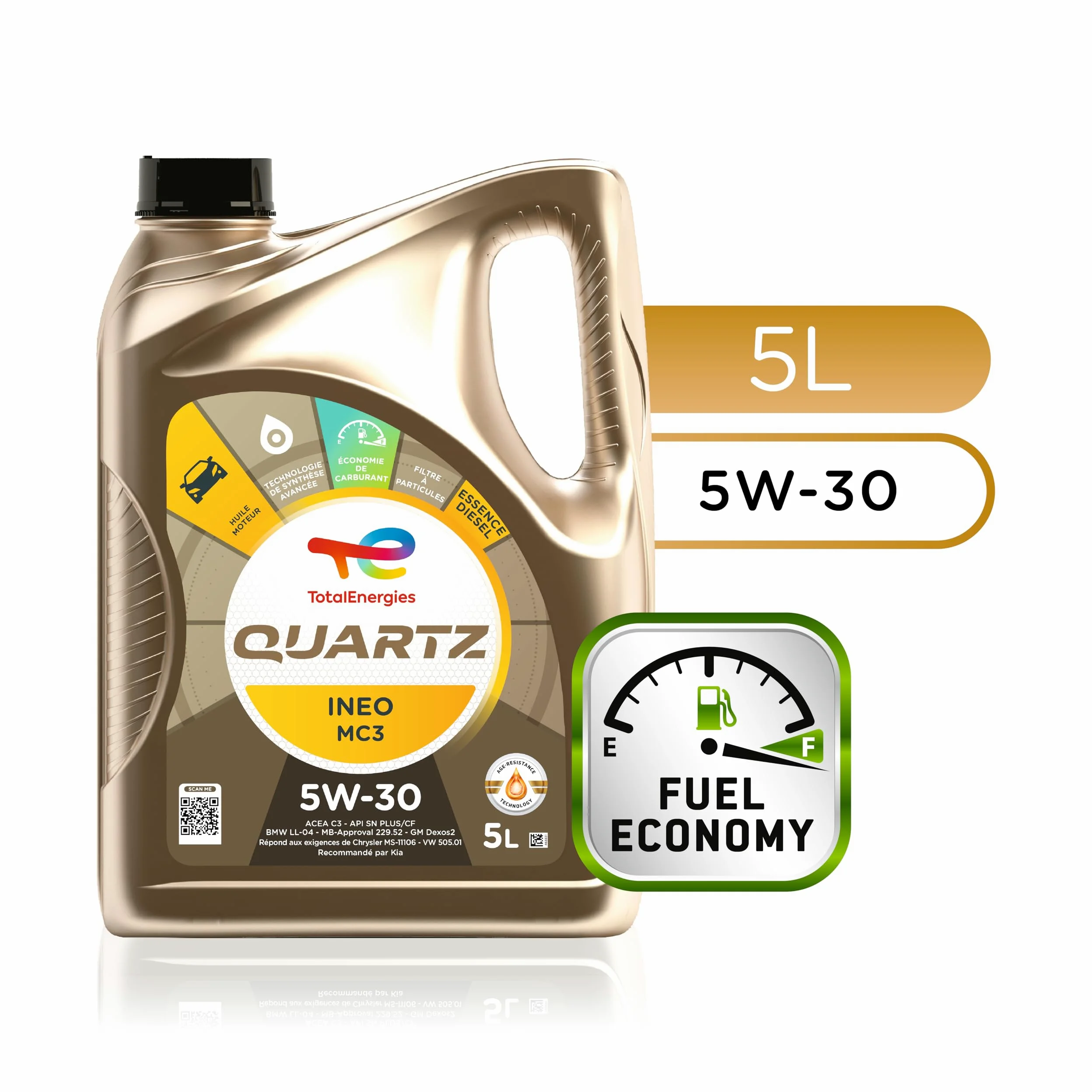 TOTALENERGIES HUILE MOTEUR 5L Quartz INEO MC3 5W30
