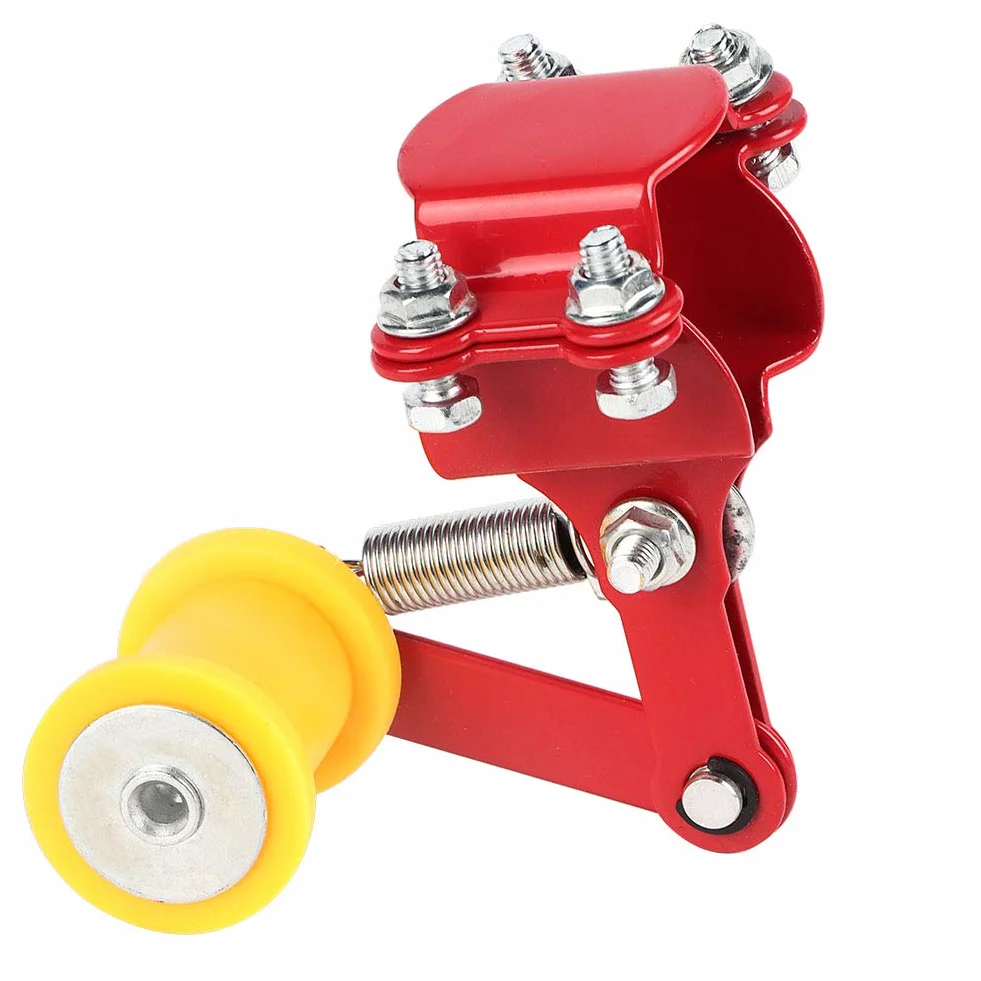 Acouto Perno de Ajuste de Cadena de Motocicleta Universal Tensor de Cadena de Motocicleta Redondo de Hierro y Plástico Negro Ajuste de Holgura de Automática de Rueda de 3,3 Cm para la Mayoría de