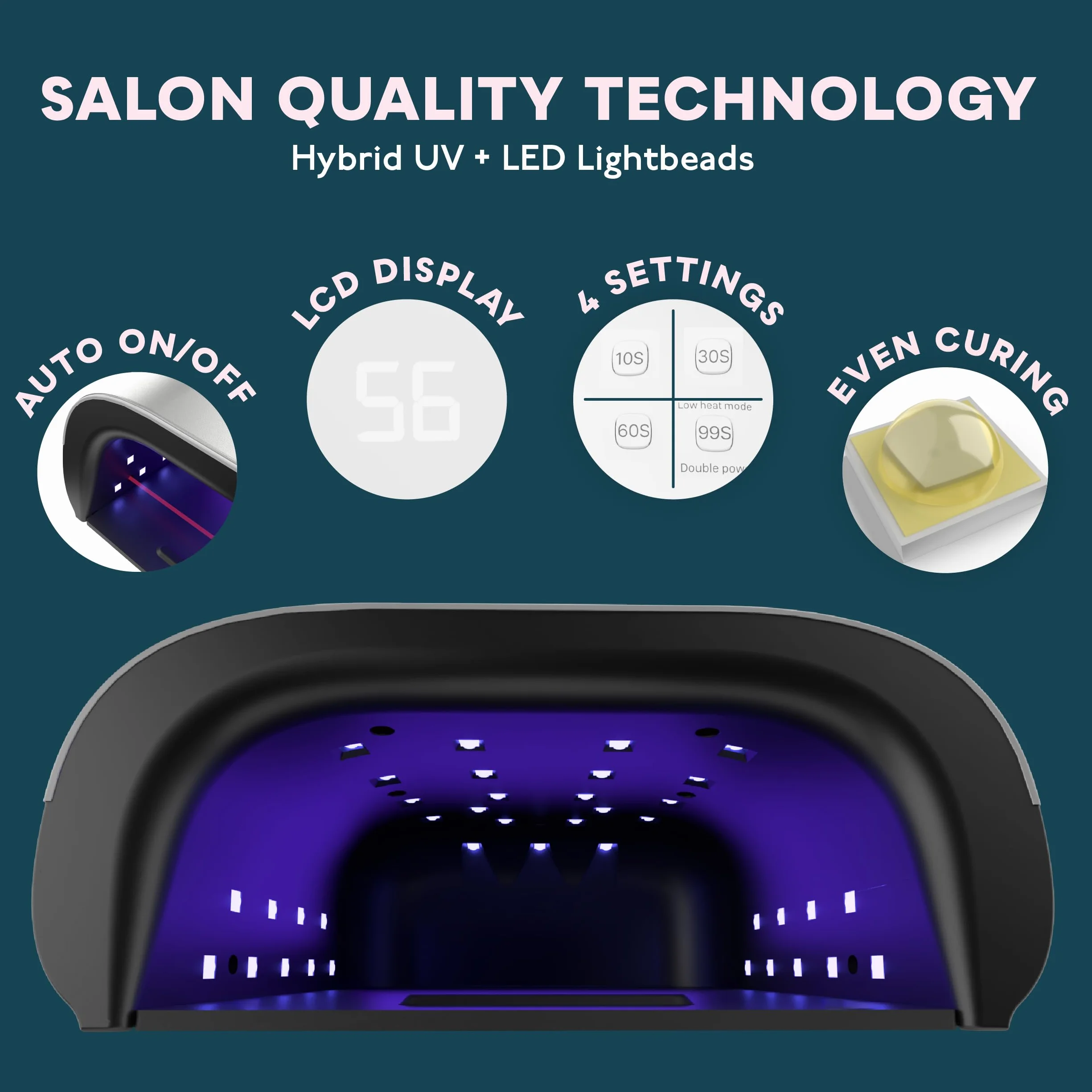 SUNUV Lámpara LED UV Uñas Profesional Secador Gel Luz Curado con Sensor Automático y Pantalla LCD