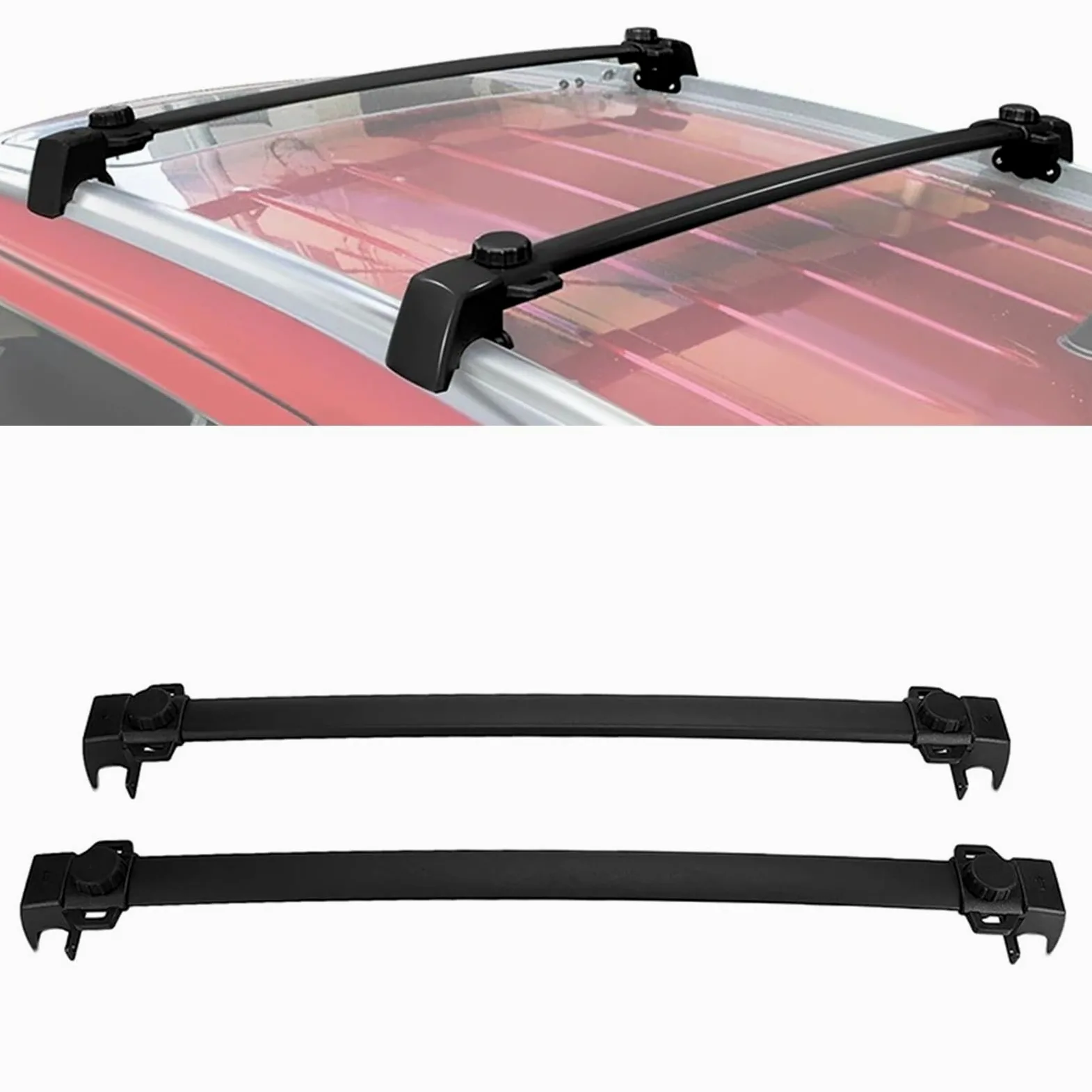 Barres Toit Barras Cruzadas para Techo Carga De 68kg SUV Equipaje Exterior En La Azotea Kayak Soporte Carcasa Dura para Jeep para Compass 2011-2022 Portaequipajes Coche