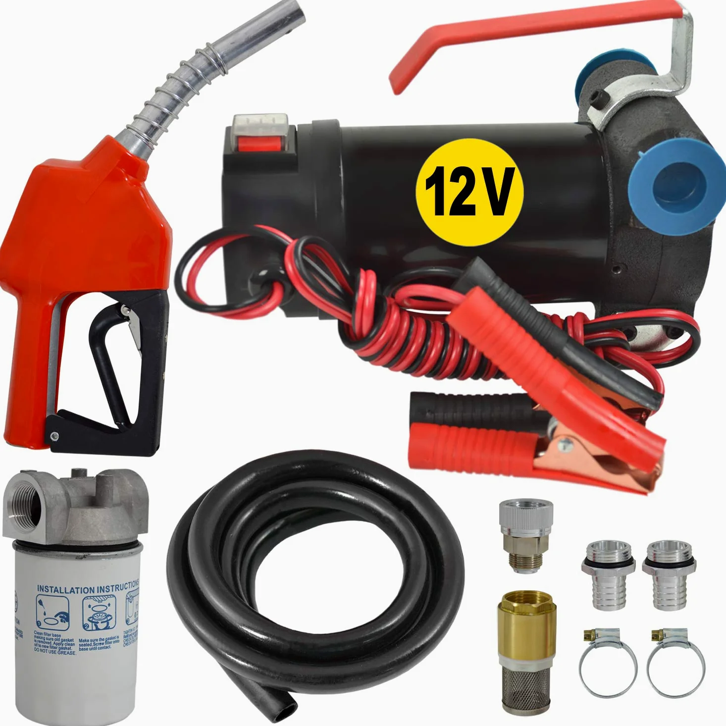 Profi-Pumpe® Diesel-Star 160-2 | Set de Trasvase 12V con Pistola Automática | Manguera de Goma 6m y Filtro | Caudal 40L/min | Ideal para Uso Móvil y Batería de Vehículos