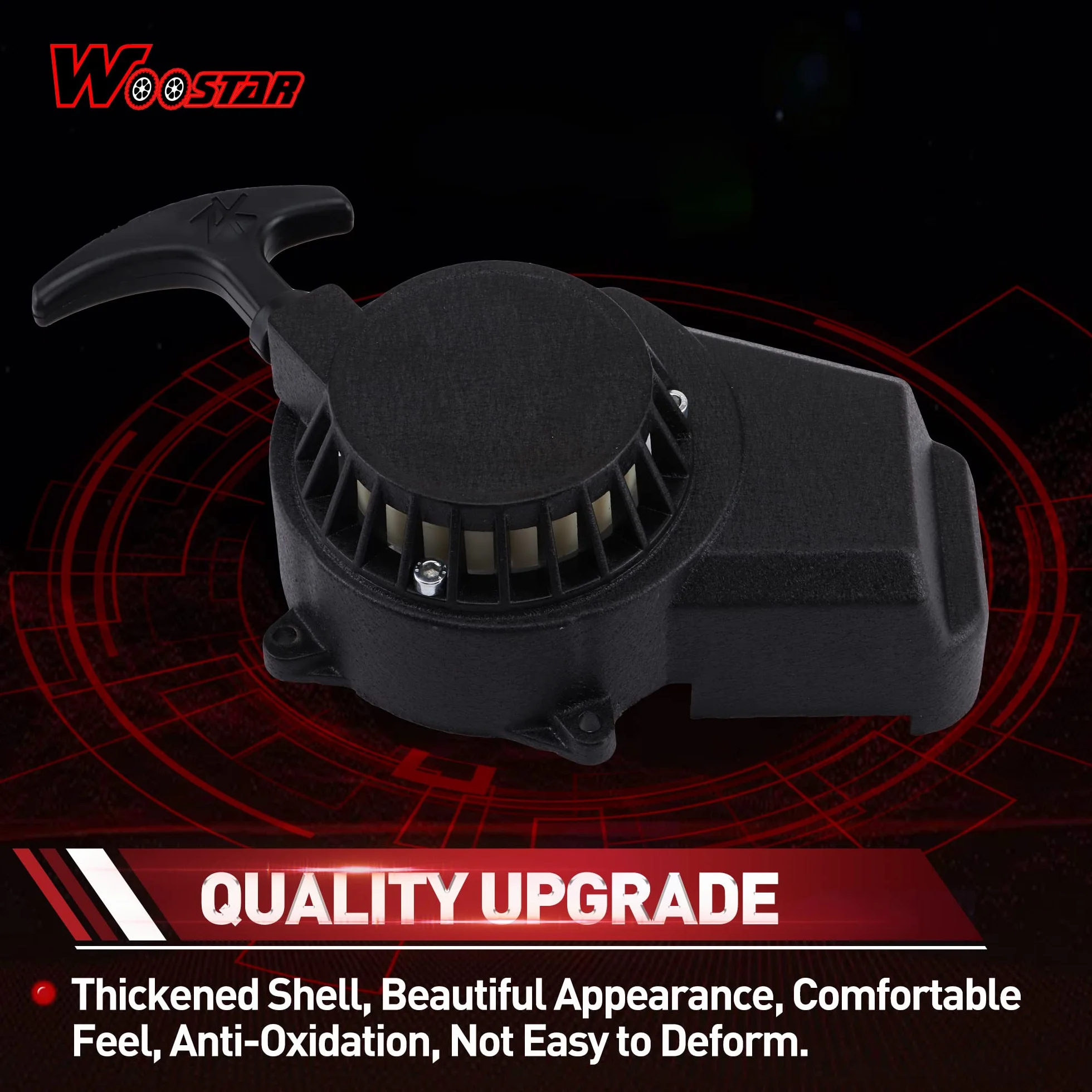 WOOSTAR Arrancador de Retroceso Reemplazo para 47cc 49cc 2 Tiempos Pit Bike ATV Quad Scooter Ciclomotor Negro