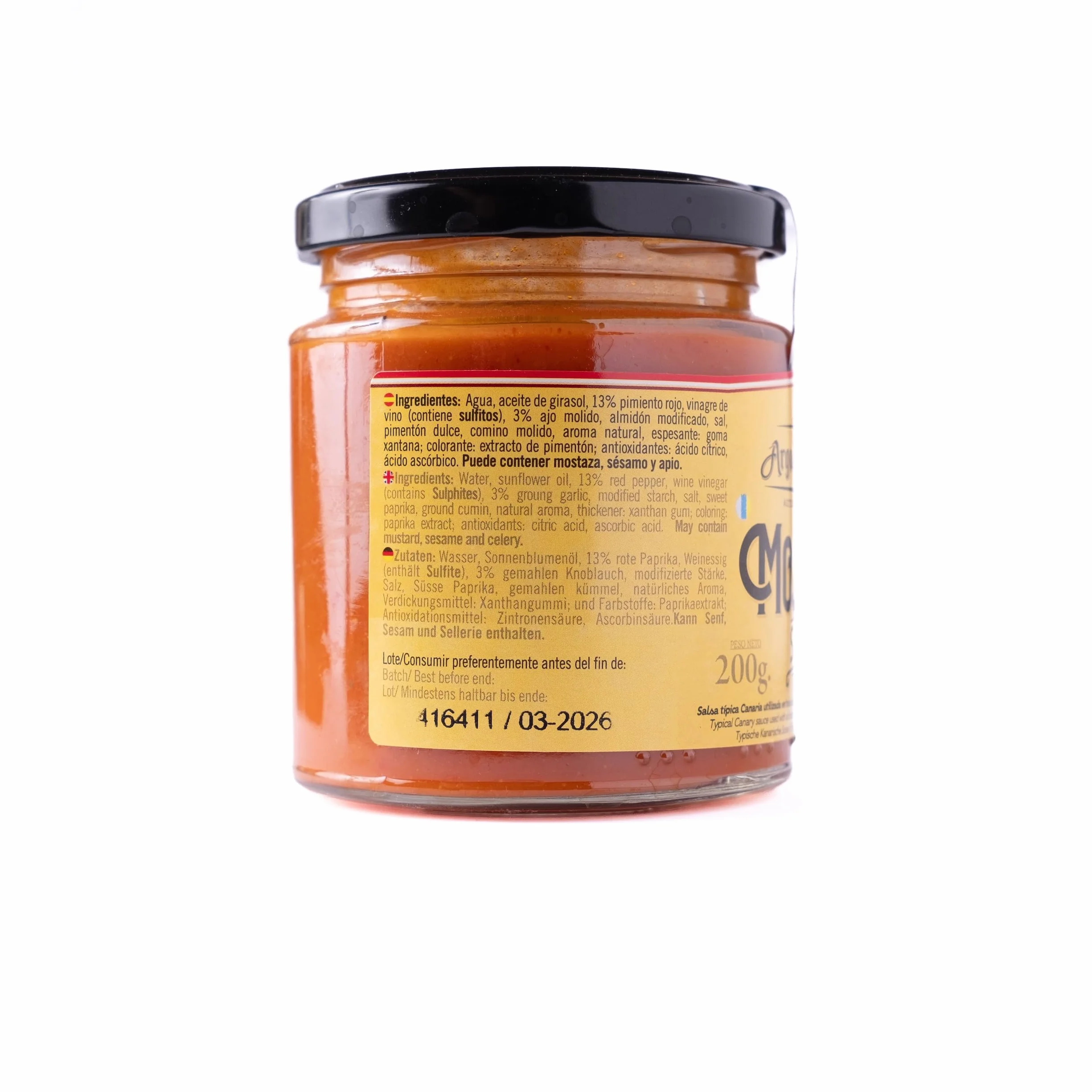 Argodey Fortaleza Mojo Rojo Suave 200g - Autentica Salsa Canaria para Untar