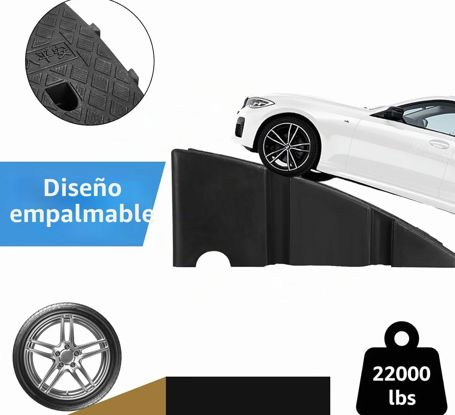 Pack de 2 rampas ligeras y portátiles, grandes con tornillos de expansión, fácil instalación para calzadas, aceras, coches, scooters, 25 x 27 x 11 cm