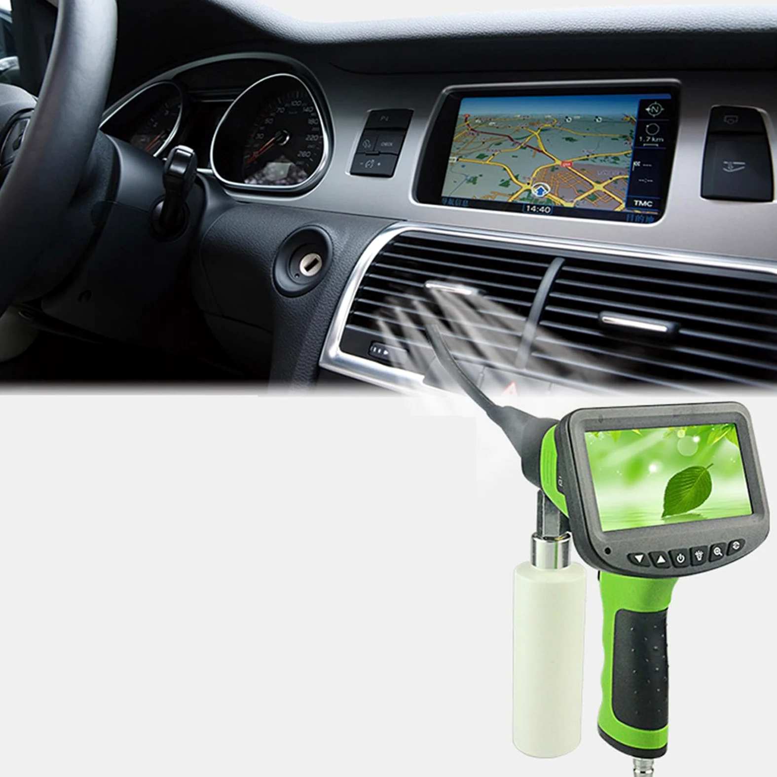 TOPINCN Pistola de Limpieza de Aire Acondicionado de Coche con Pantalla LCD con Pantalla 4K HD para Uso Automotriz y Doméstico en Material ABS