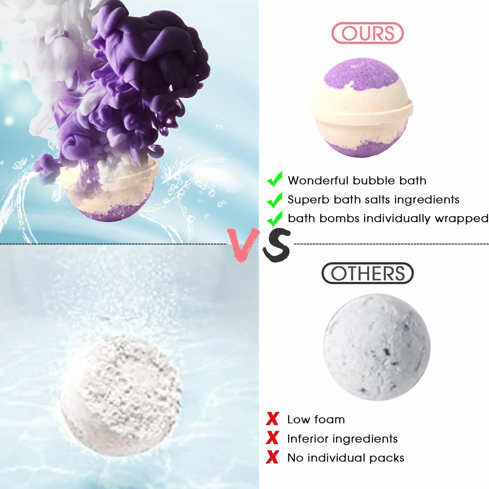 Bombas de baño de burbujas orgánicas y naturales, juego de regalo artesanal