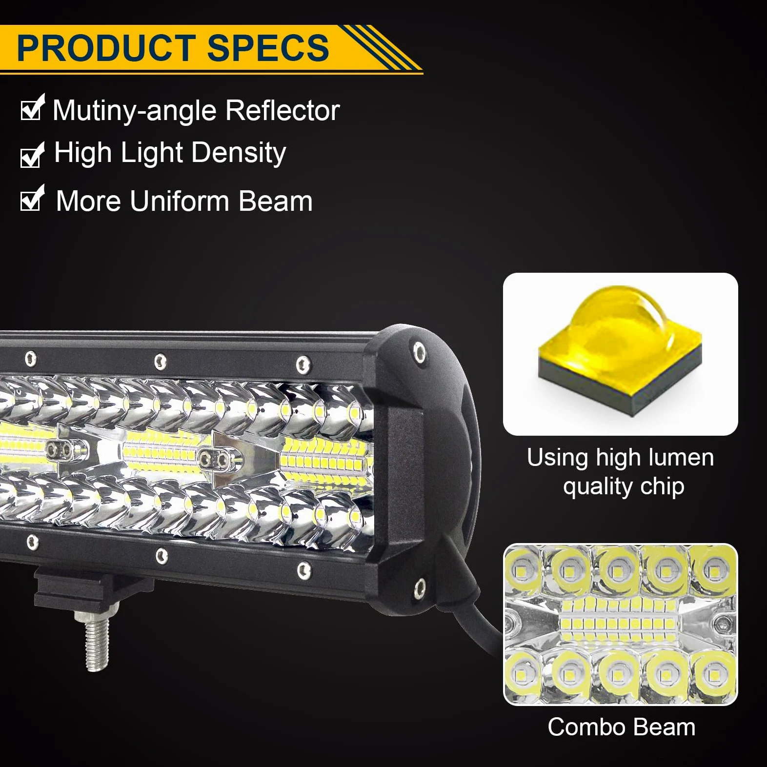 SKYWORLD 8D Barra de luz LED, 42 pulgadas 107 cm 900W barra luces led coche largo alcance 12v 24v Impermeable para off road camión ATV todoterreno 4x4 vehículos, 6000K lámpara de conducción