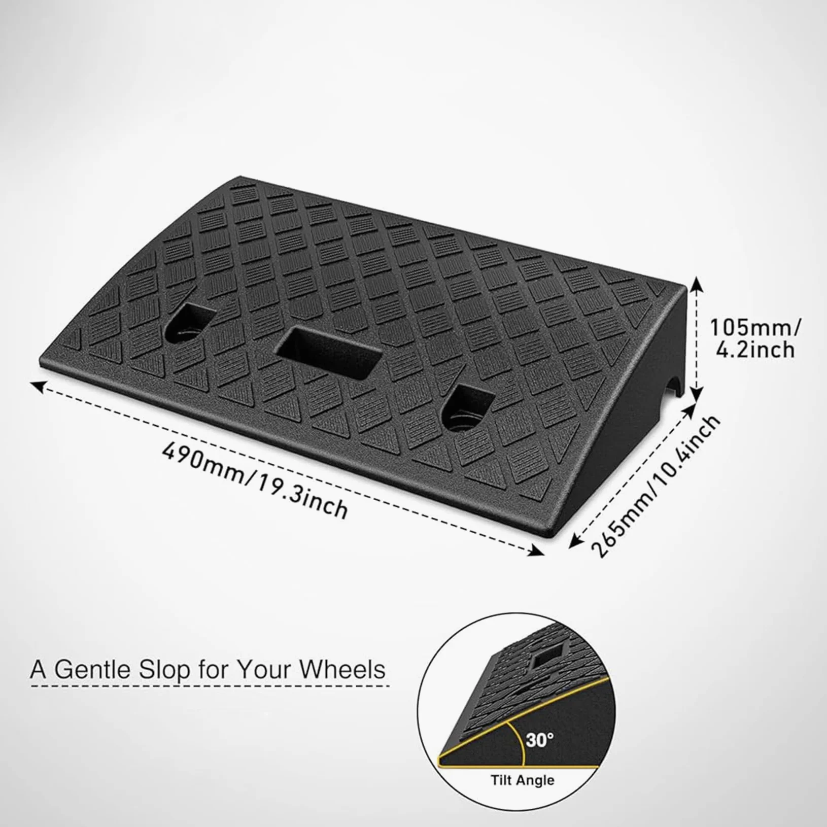 Rampa Portátil para Acera,Rampa para Silla de Ruedas,Rampa para Coche-para Cortacésped,Scooter, Motocicleta,Carga de 3300 Libras,Paquete de 2, 19,3 x 10,4 x 4,2 Pulgadas