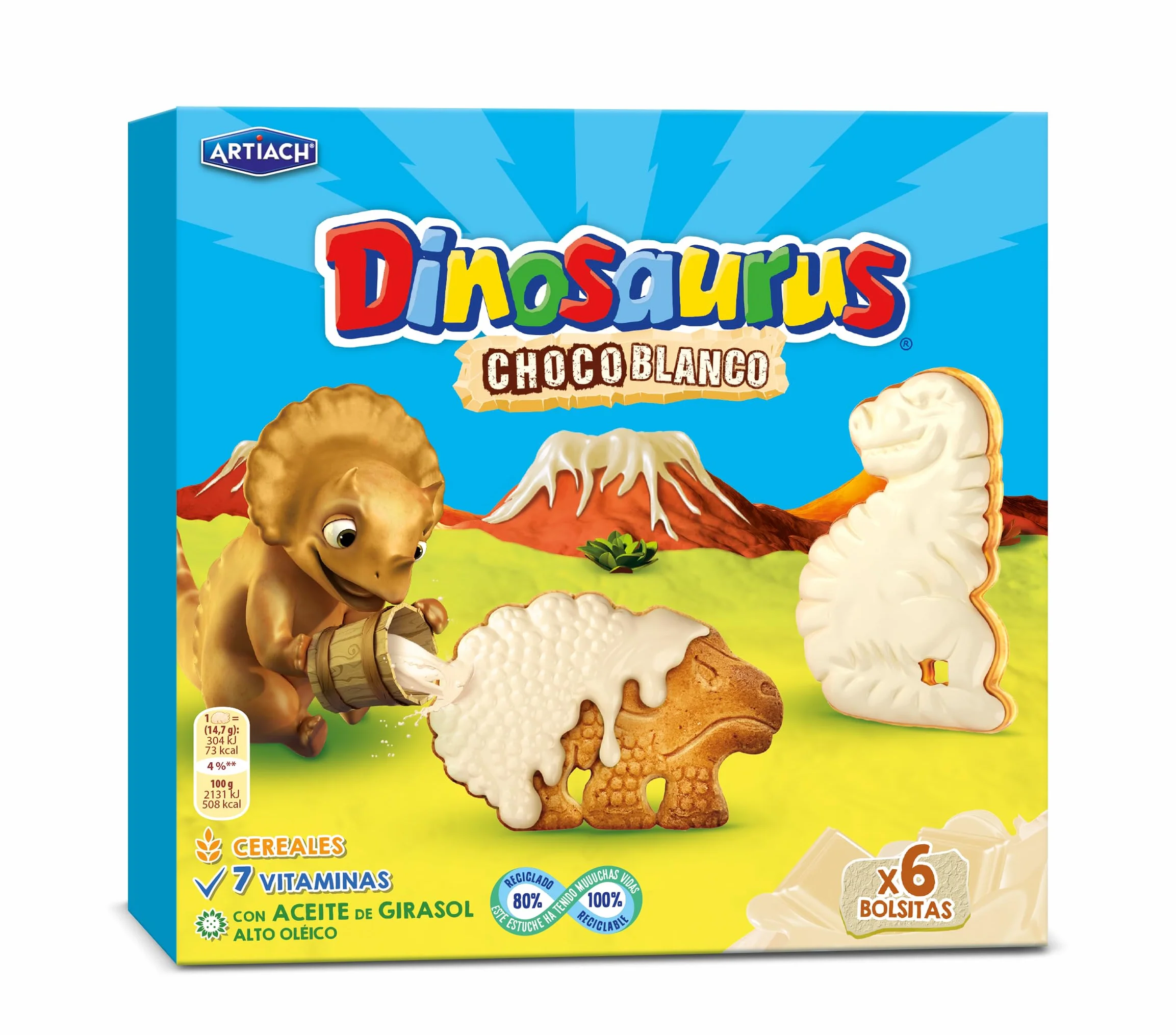ARTIACH Dinosaurus Choco Blanco 264g 6 bolsitas