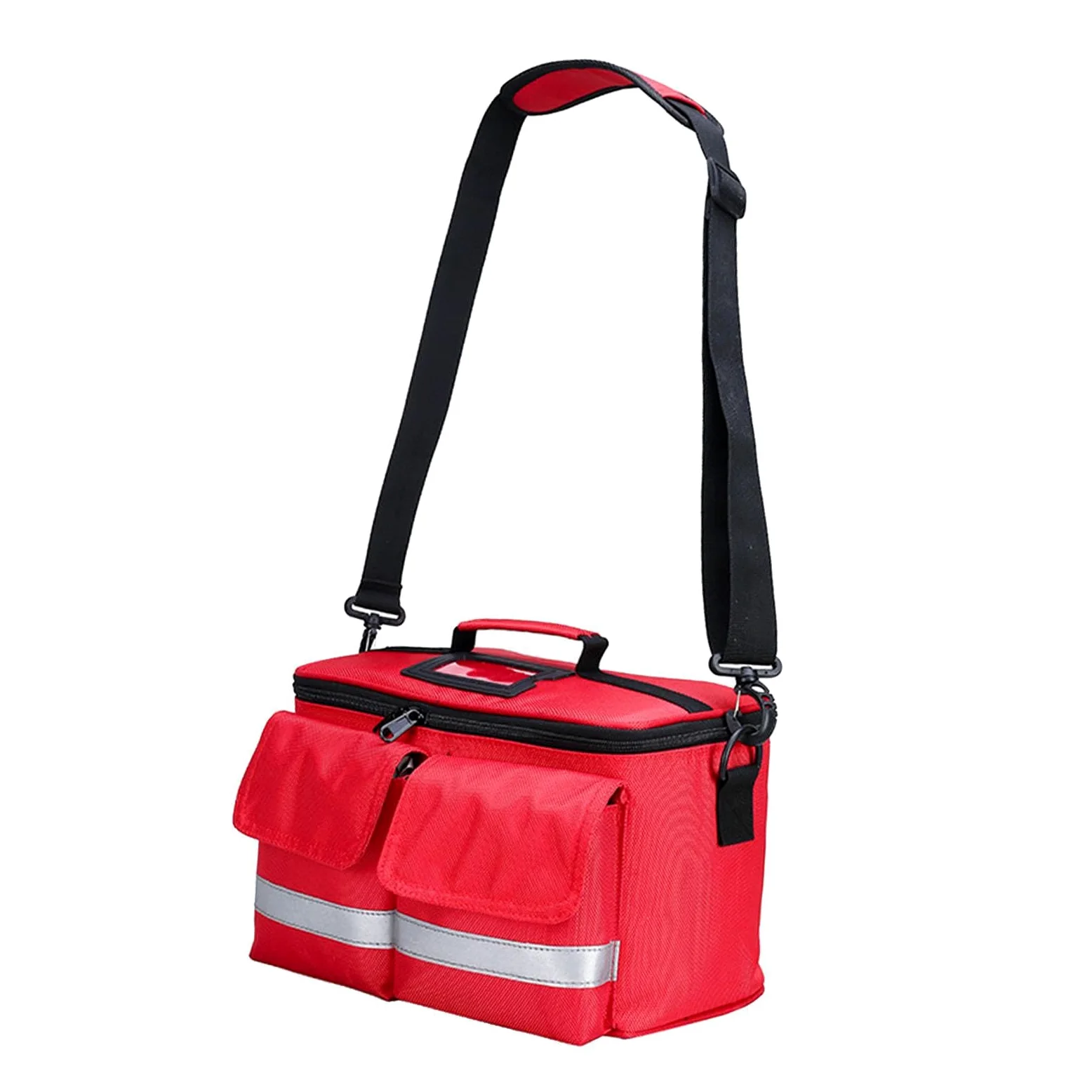Bolsa de botiquín de primeros auxilios, bolsa almacenamiento vacía, primeros auxilios para senderismo, oficina, viajes, azul oscuro, rojo, 32x19x18cm