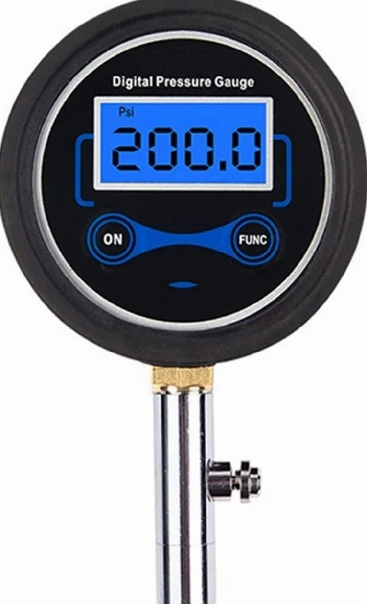 Inflador de neumáticos de Aire para Bicicleta de Coche con manómetro Digital de presión LCD de 200 PSI (A)