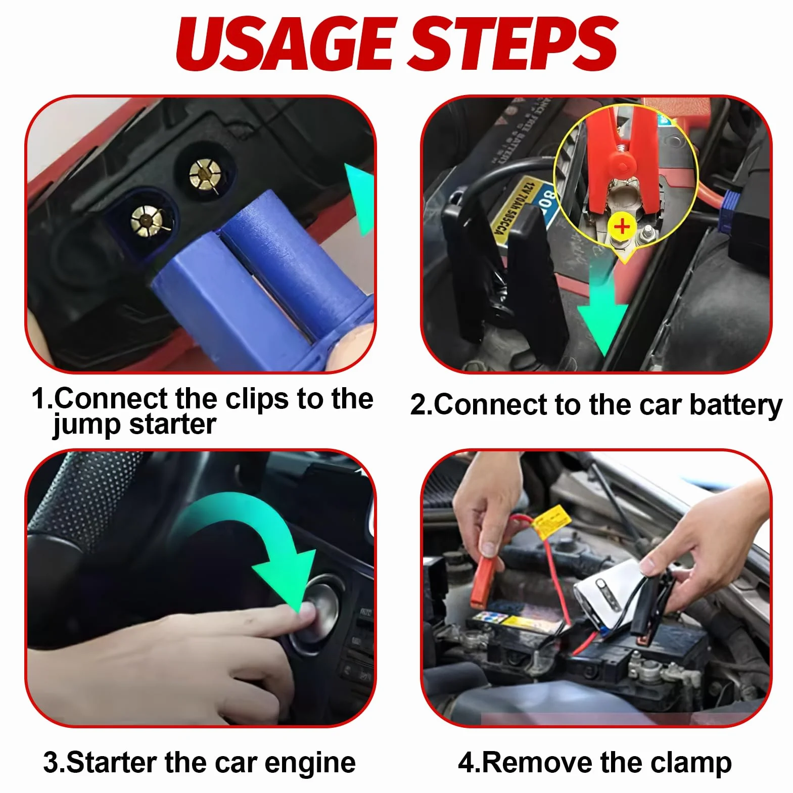 Cable de Arranque de Emergencia Automotriz Portátil, Pinza de Cocodrilo de Repuesto para Arrancador de Batería de Coche 12V, Cables de Abrazadera de Refuerzo Inteligente de Alta Durabilidad
