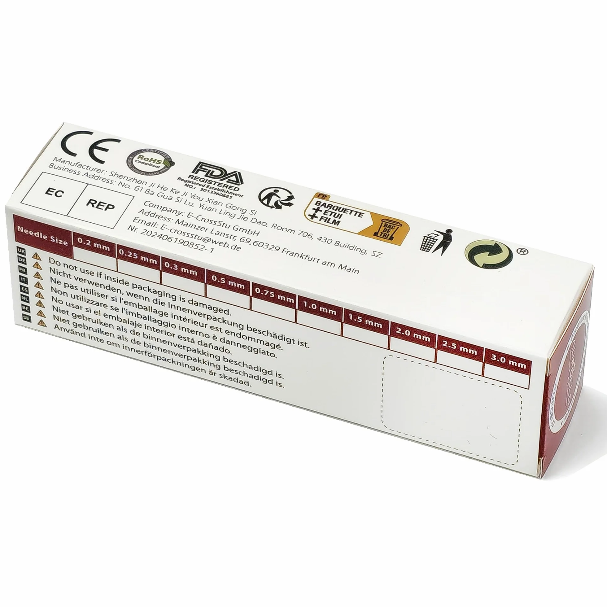 Rodillo 192 agujas 3.0mm titanio microaguja cuidado piel arrugas pérdida cabello
