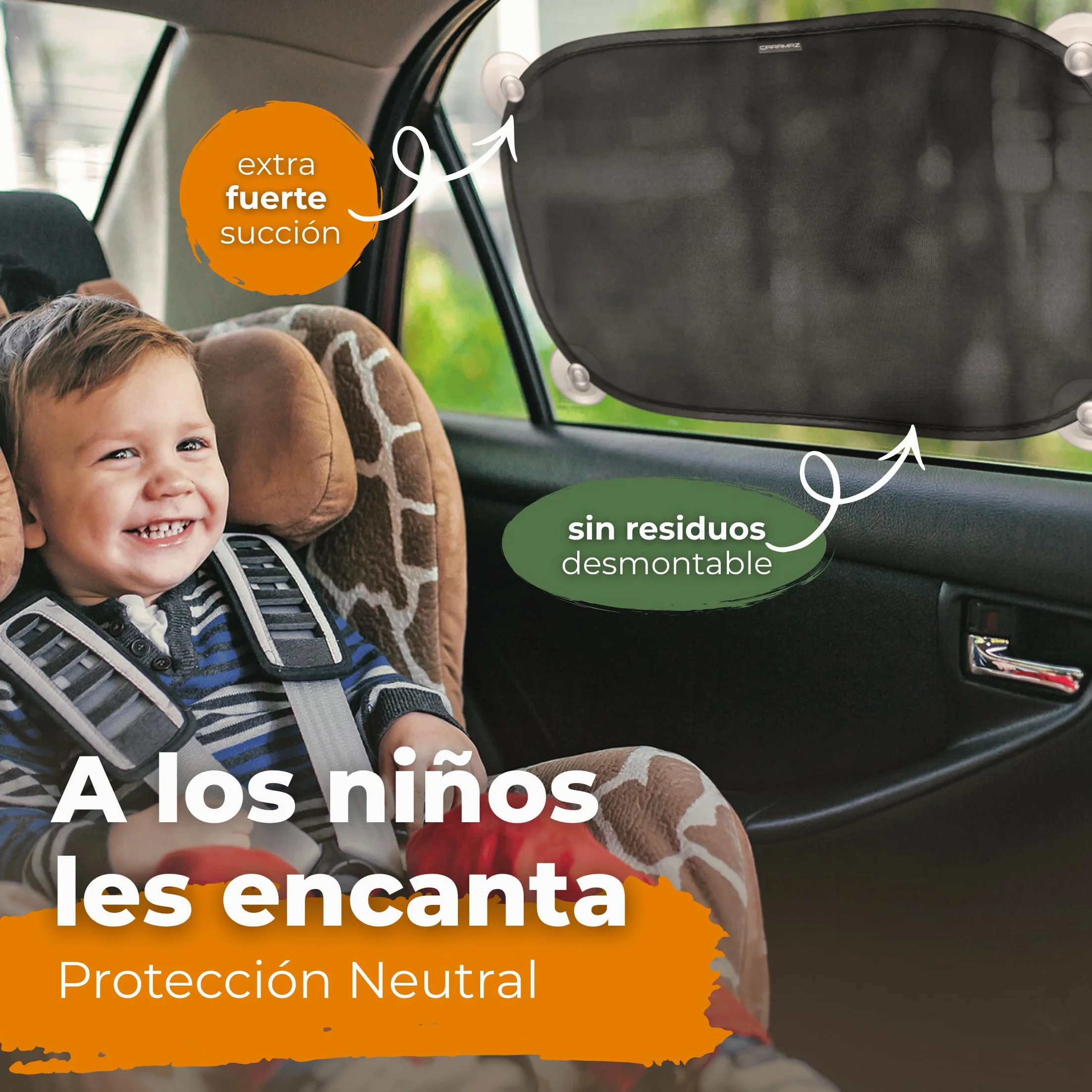 Parasol Coche Protección UV Certificada Óptima Oscuridad Autoadhesivo 51x31 cm Negro para Bebés y Mascotas