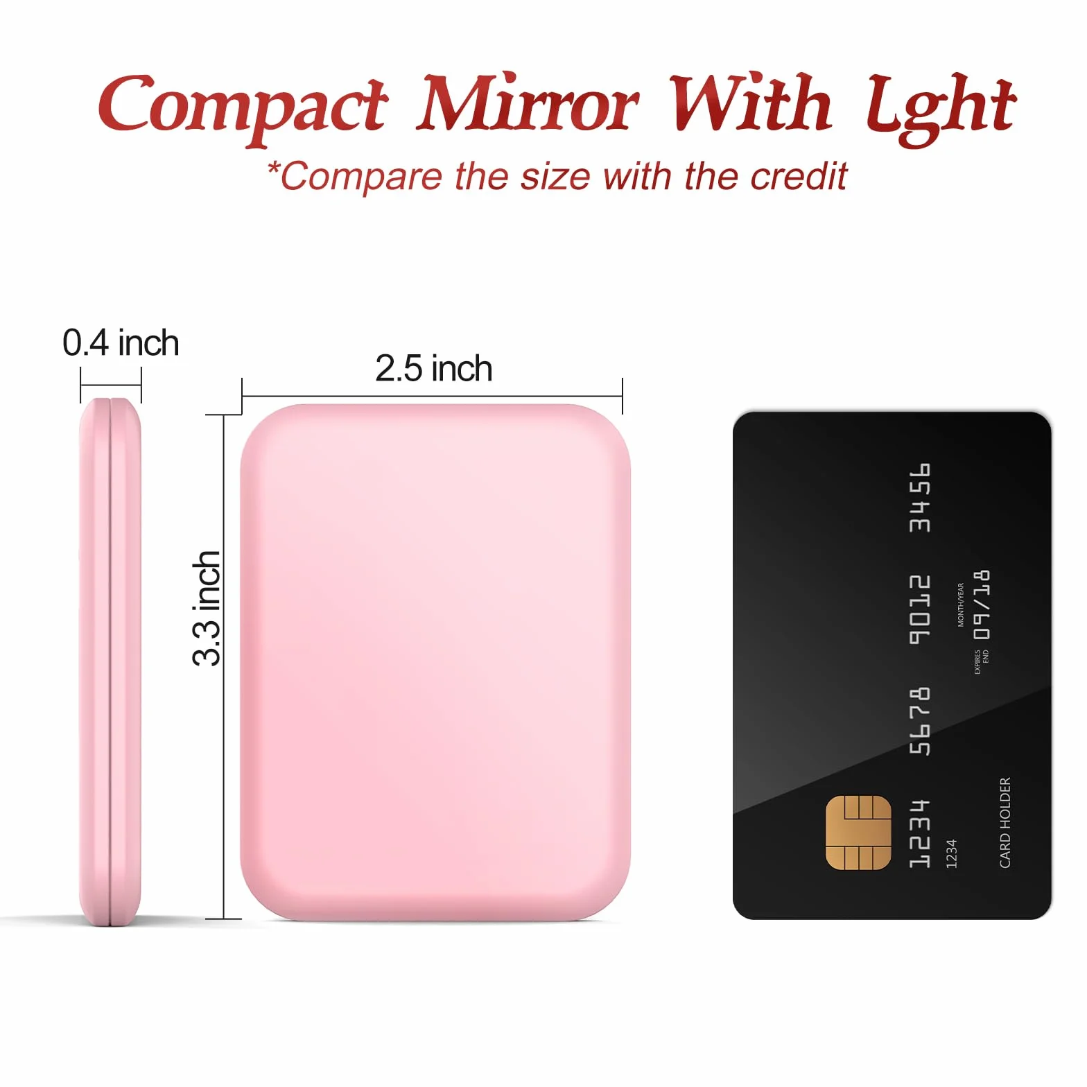 Espejo portátil con luz LED 1x/3x plegable maquillaje rosa