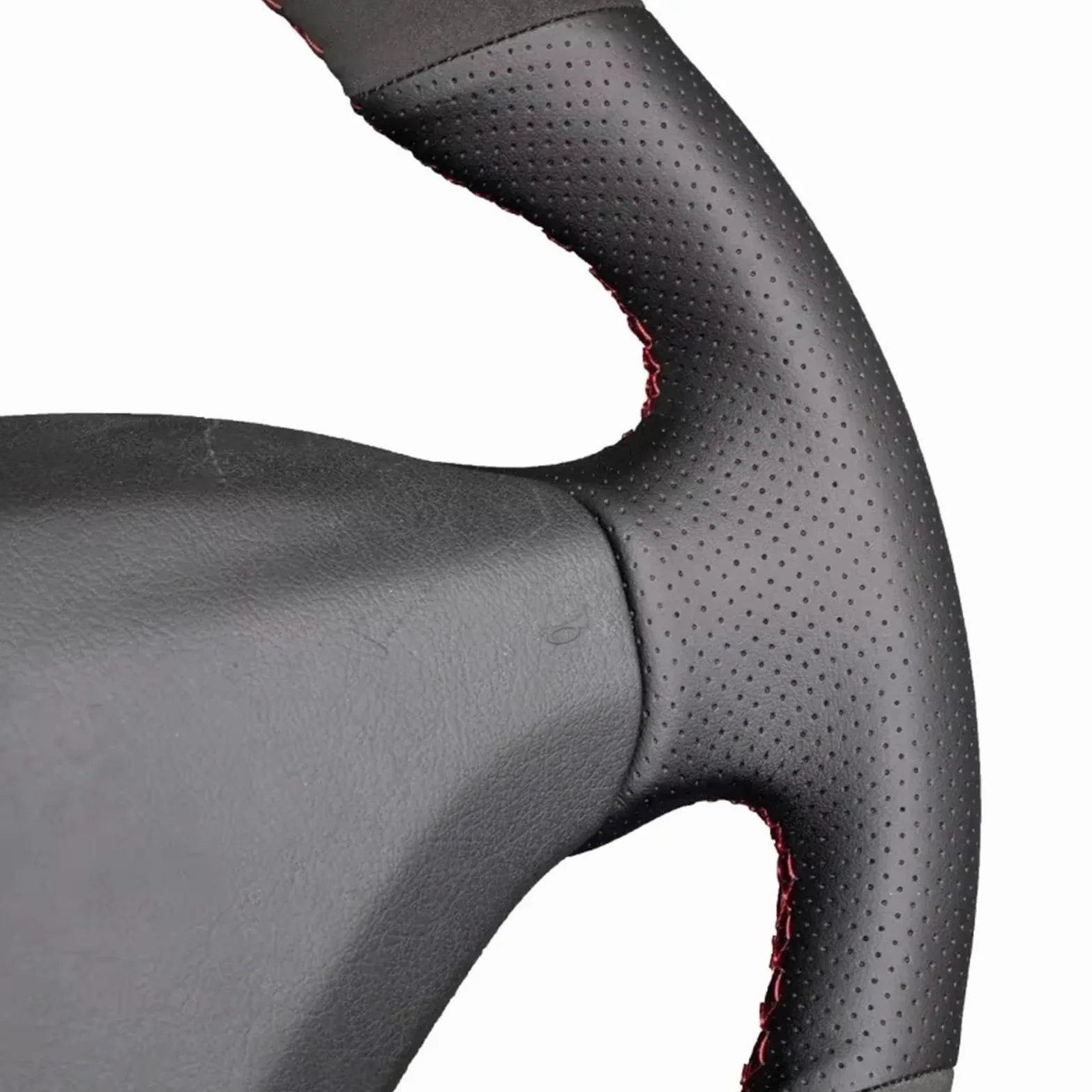 Cubierta Volante Fundas Volante Para Peugeot 207 Para CC 2012 2013 2014 Funda Volante Coche Cuero Gamuza Artificial Negro(Red Marker)