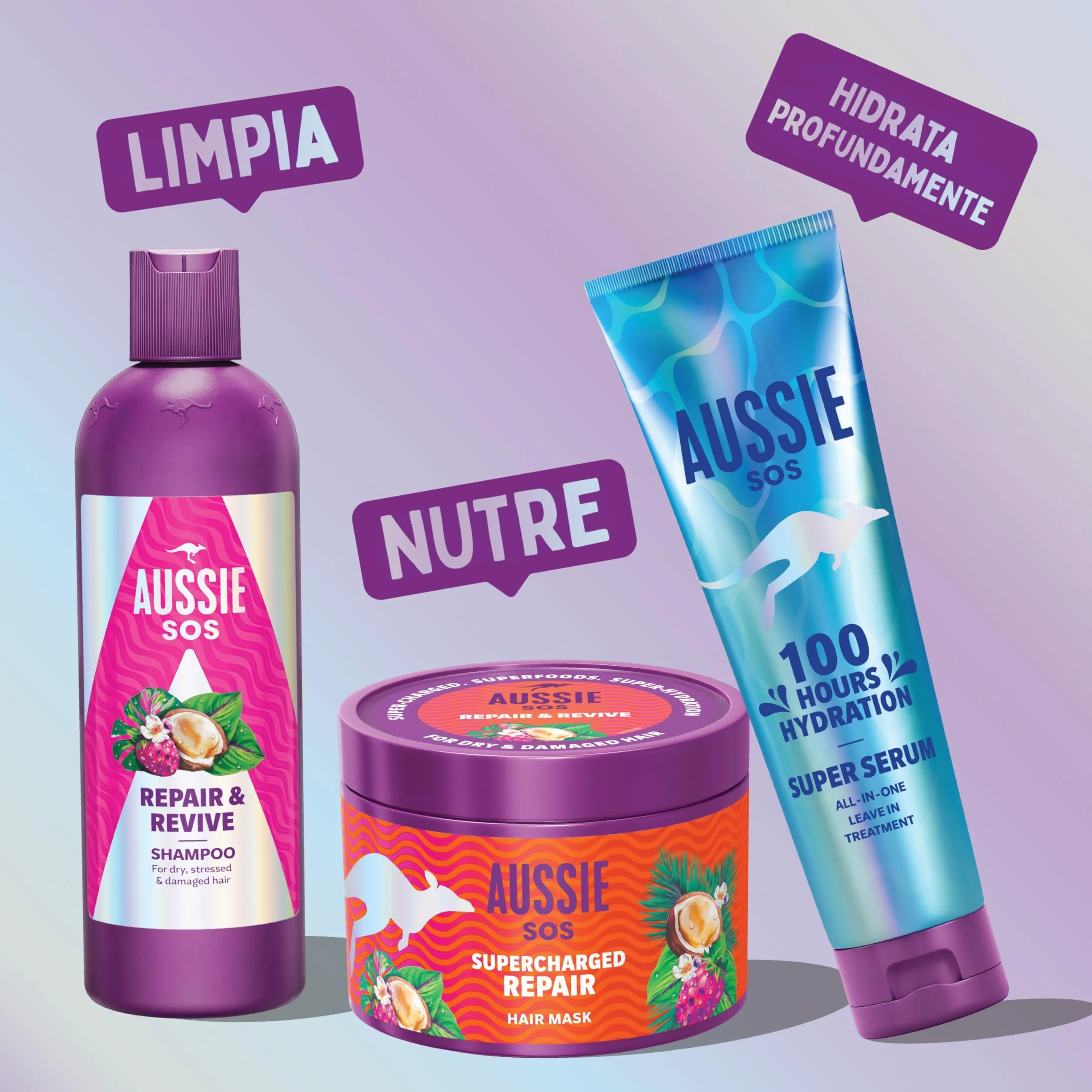 Aussie SOS Supercharged Repair Mascarilla Capilar 500ml Para Pelo Seco Y Dañado