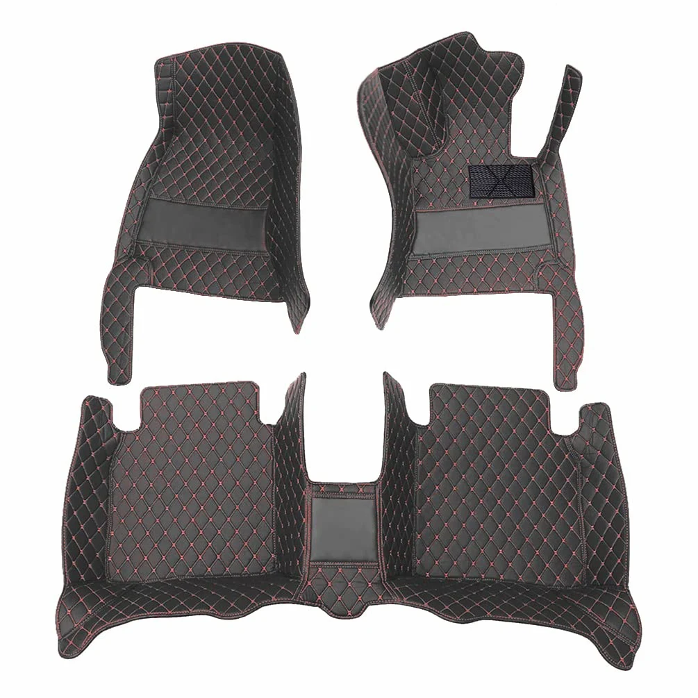 Cobear Alfombrillas de Coche a Medida para el 98% de los Modelos de Coche Alfombrillas Protectoras de imitación de Cuero Antideslizantes y aptas para Cualquier Clima Negro y Rojo