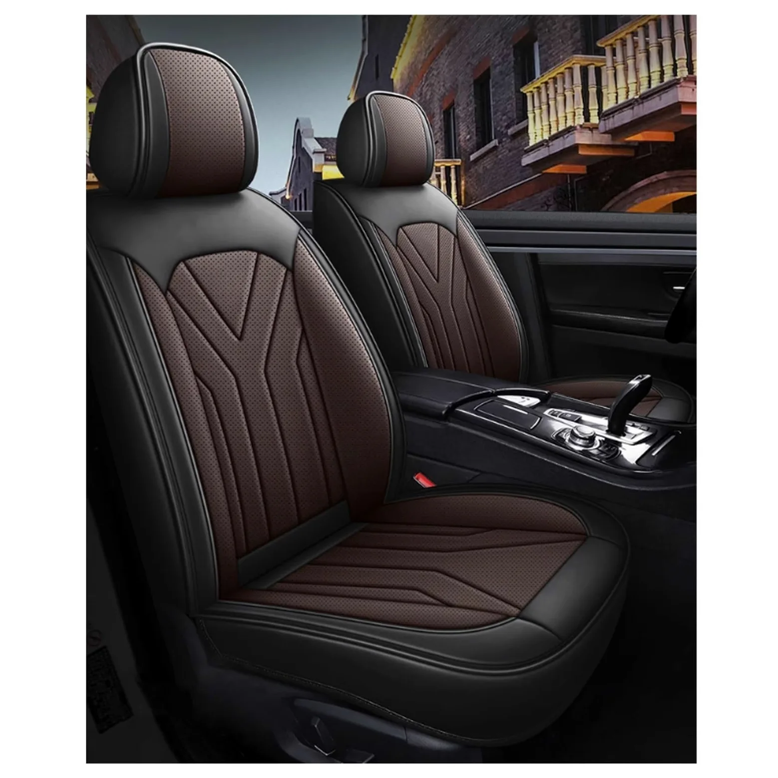 Fundas Asientos Coche, para Peugeot Rifter 2018 2019-2023 2024 2025, Fundas Asientos Coche Universales, Juegos de Cubreasientos Cuero Impermeables Coche Fundas Asientos Interior Accesorios(E(Black Cur