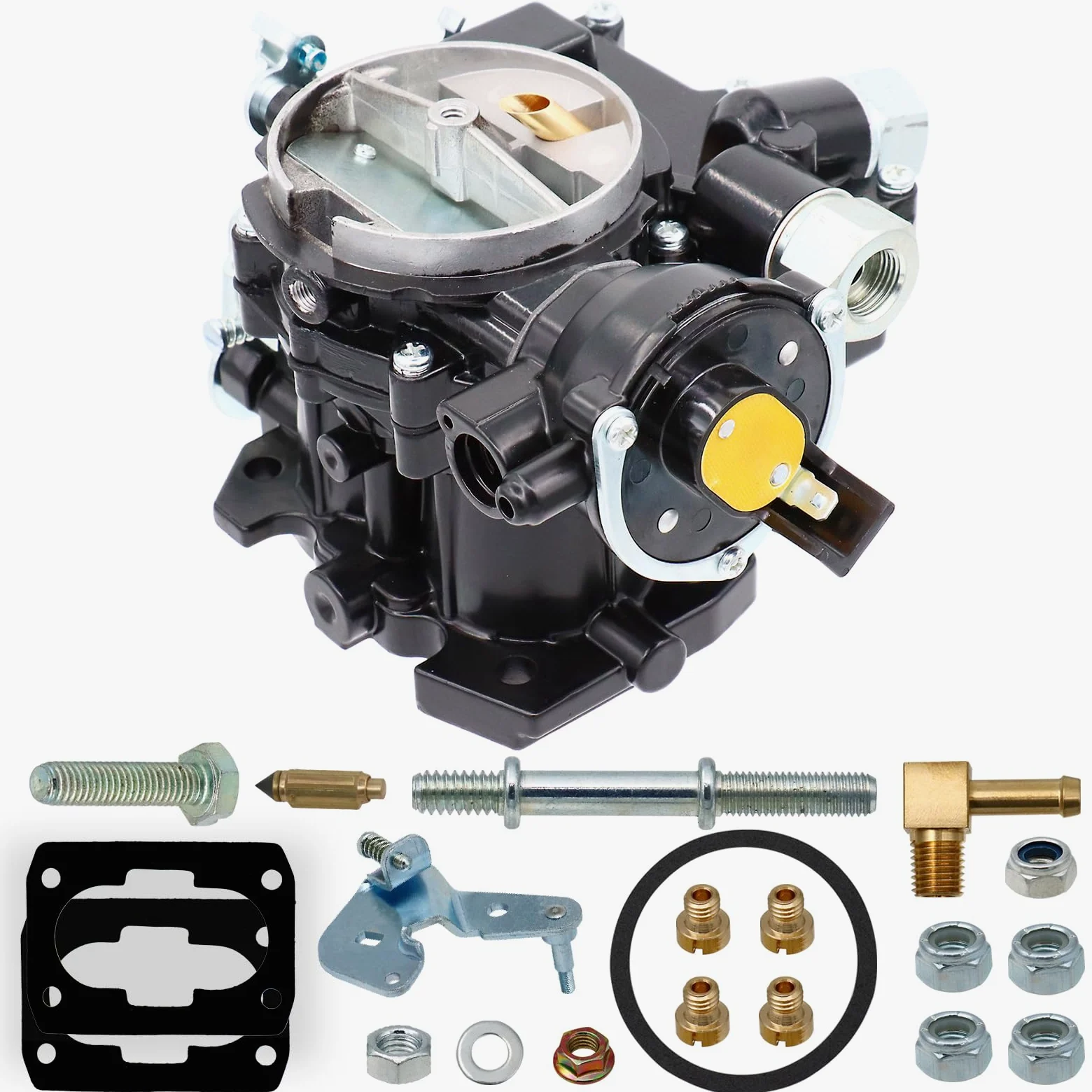 Nuevo carburador marino para Mercruiser 3.0 Carburador de 2 barriles para Mercury Mercarb 3.0L 2.5L motor de 4 cilindros con chorros y junta con estrangulador eléctrico de enlace largo