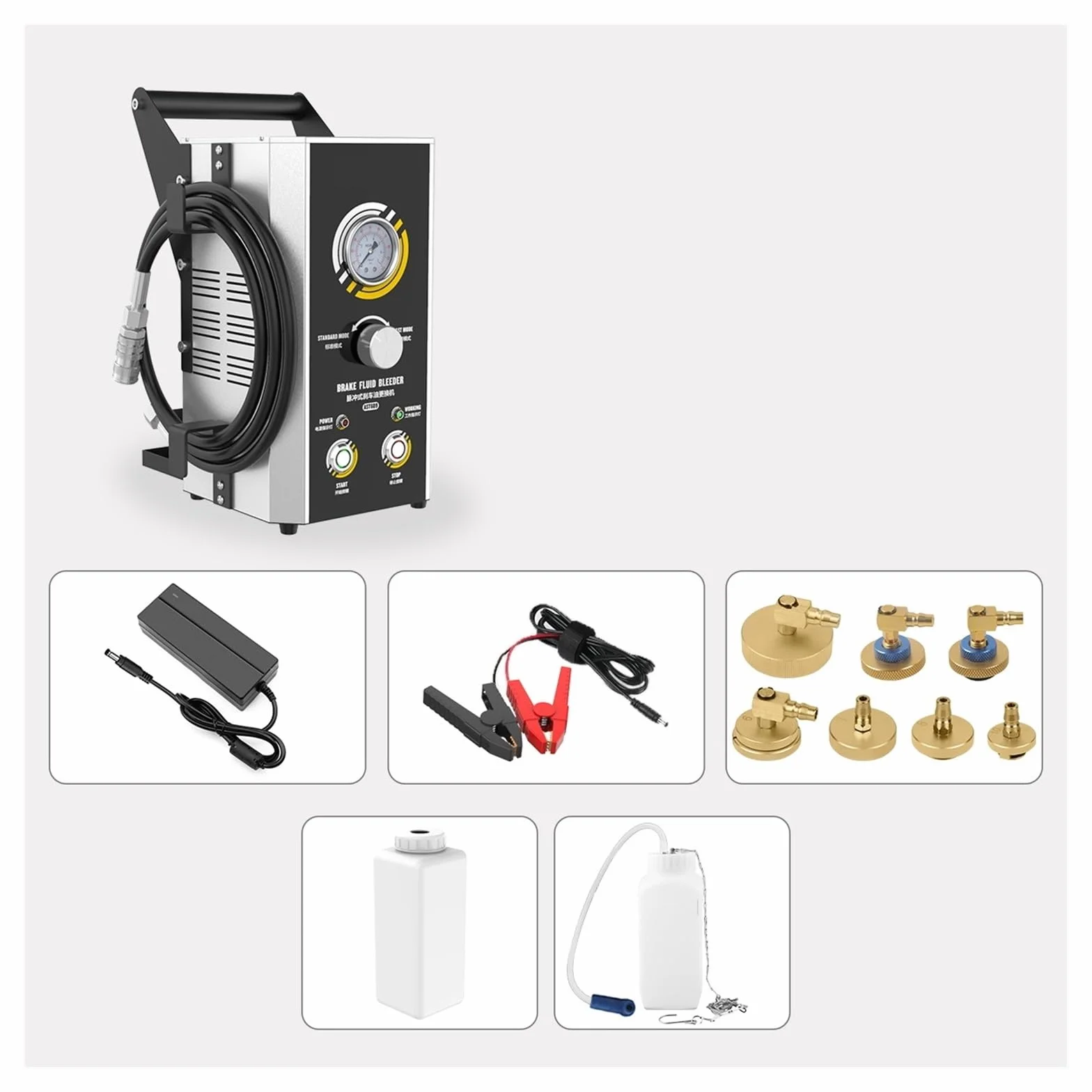 Comprobador de líquido de frenos, Kit De Purga De Frenos, Intercambiador De Purga De Líquido De Frenos, Herramienta Profesional De Purga De Líquido De Frenos Pulsante Para uso personal y talleres part