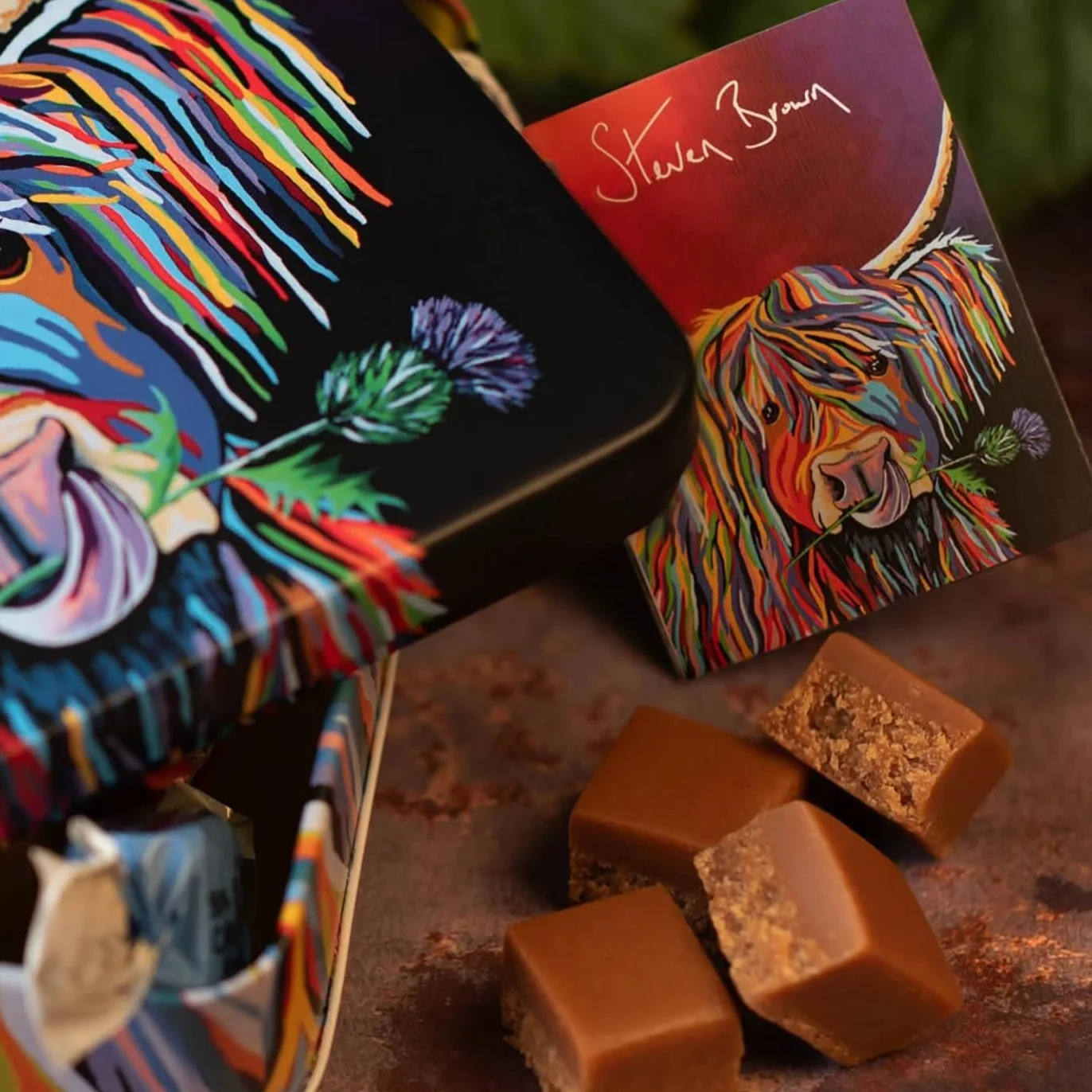 Gardiners of Scotland Steven Brown Lizzie McCoo tin of salted caramel fudge