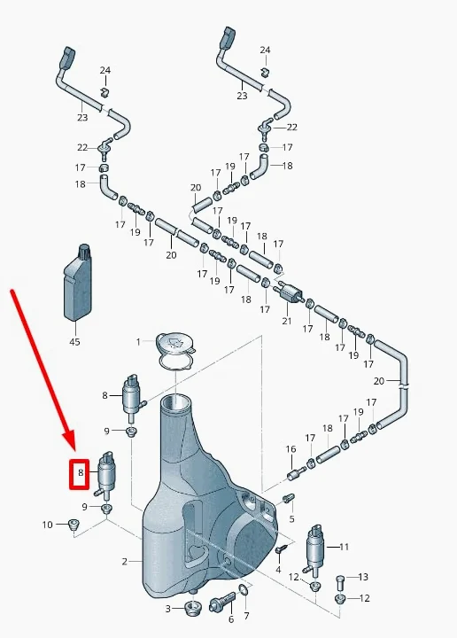 Para Bomba de líquido lavaparabrisas original para VW Crafter 30-35 2E0955951