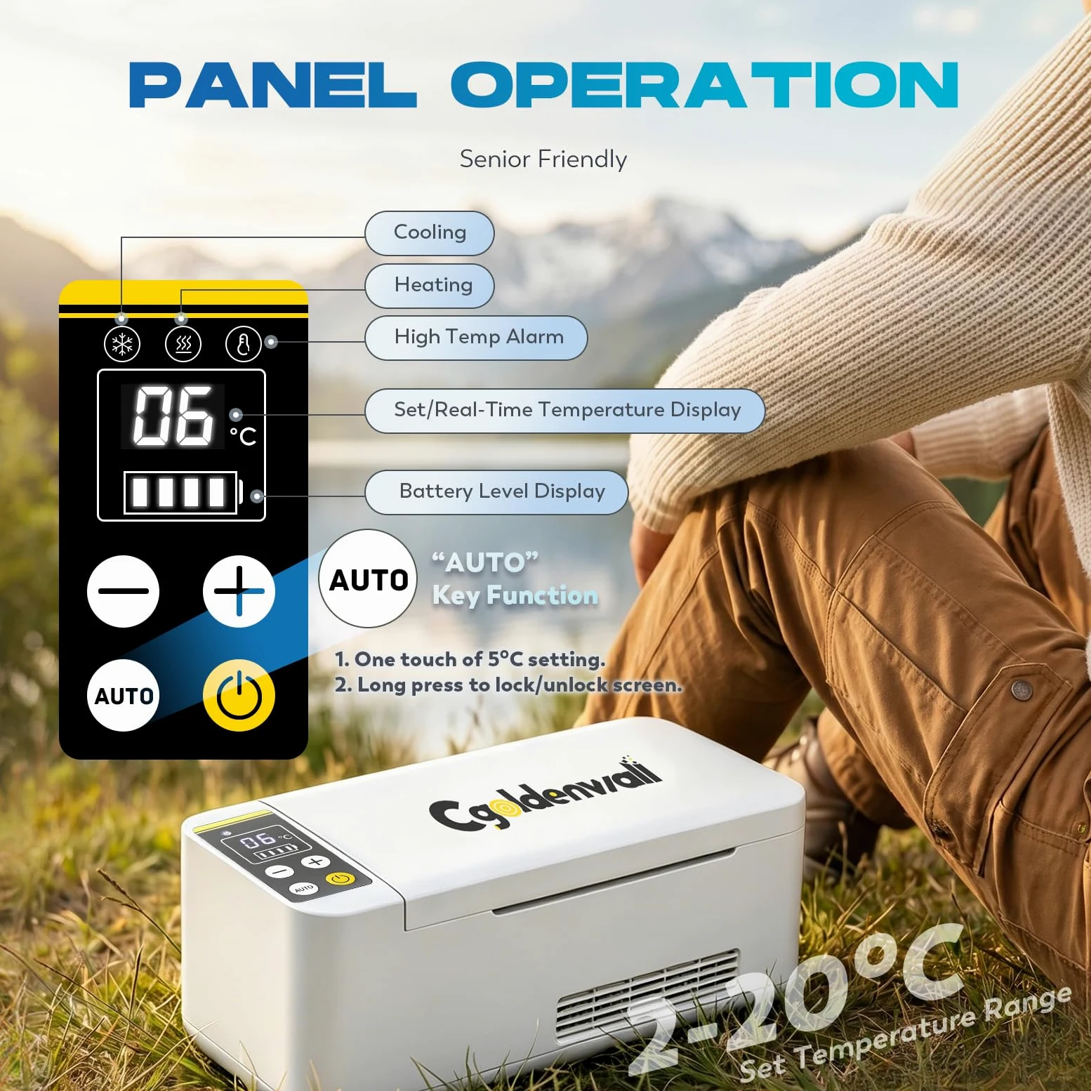CGOLDENWALL Refrigerador de Insulina Portátil de Gran Capacidad 180 * 79 * 31mm, Nevera Medicamientos con 2-8℃ Temperatura Constante, Sistema de Alarma & Pantalla LED, para Coche, Hogar, Viaje