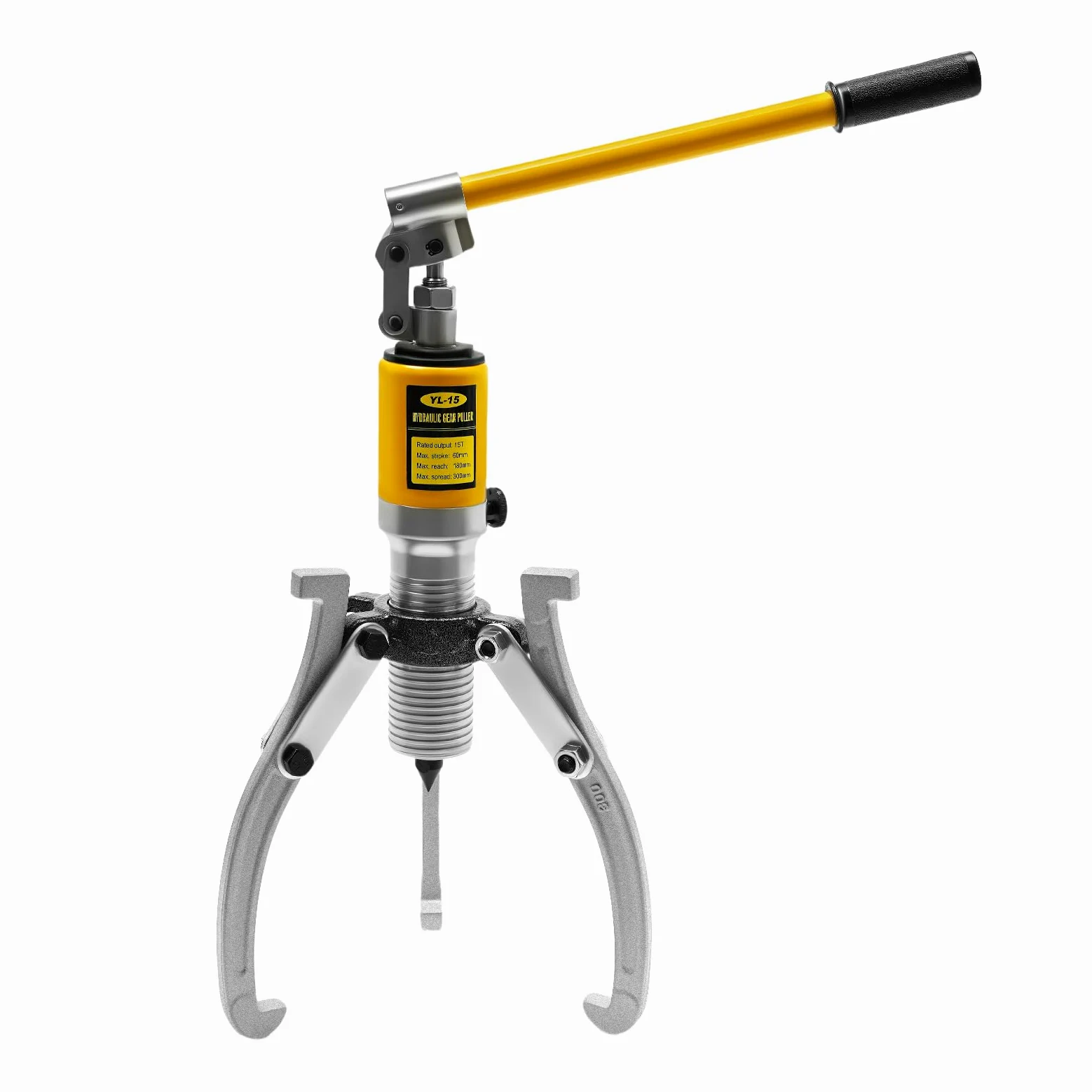 Extractor hidráulico 15T, acero al carbono, mango giratorio 360°, 18 cm, alcance máximo, hidráulico, extractor de cubos, extractor de polas, 3 mandíbulas, extractor de rodamientos hidráulicos