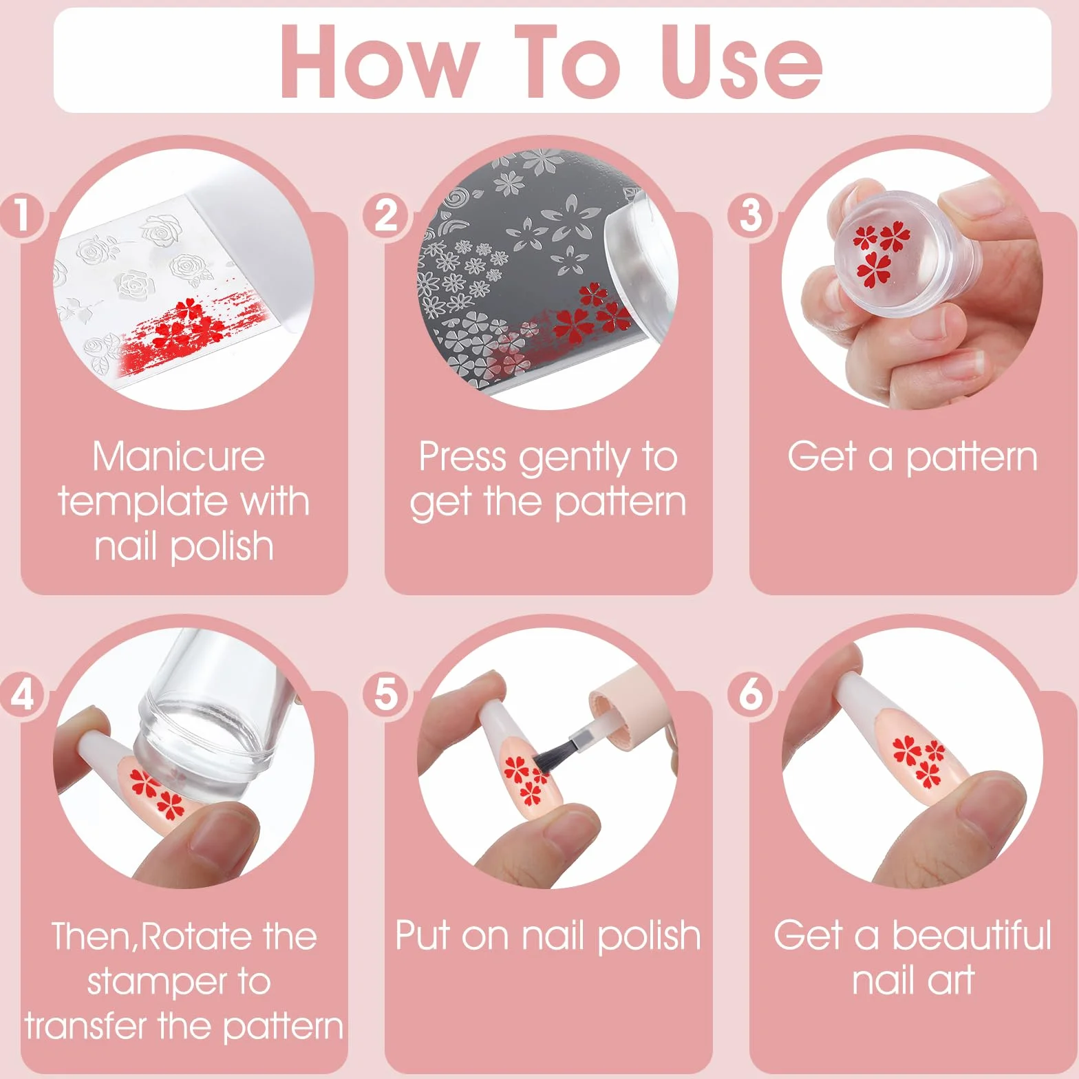 Sellos de uñas francesas JIYN, sello de doble punta de silicona con rascador para manicura DIY