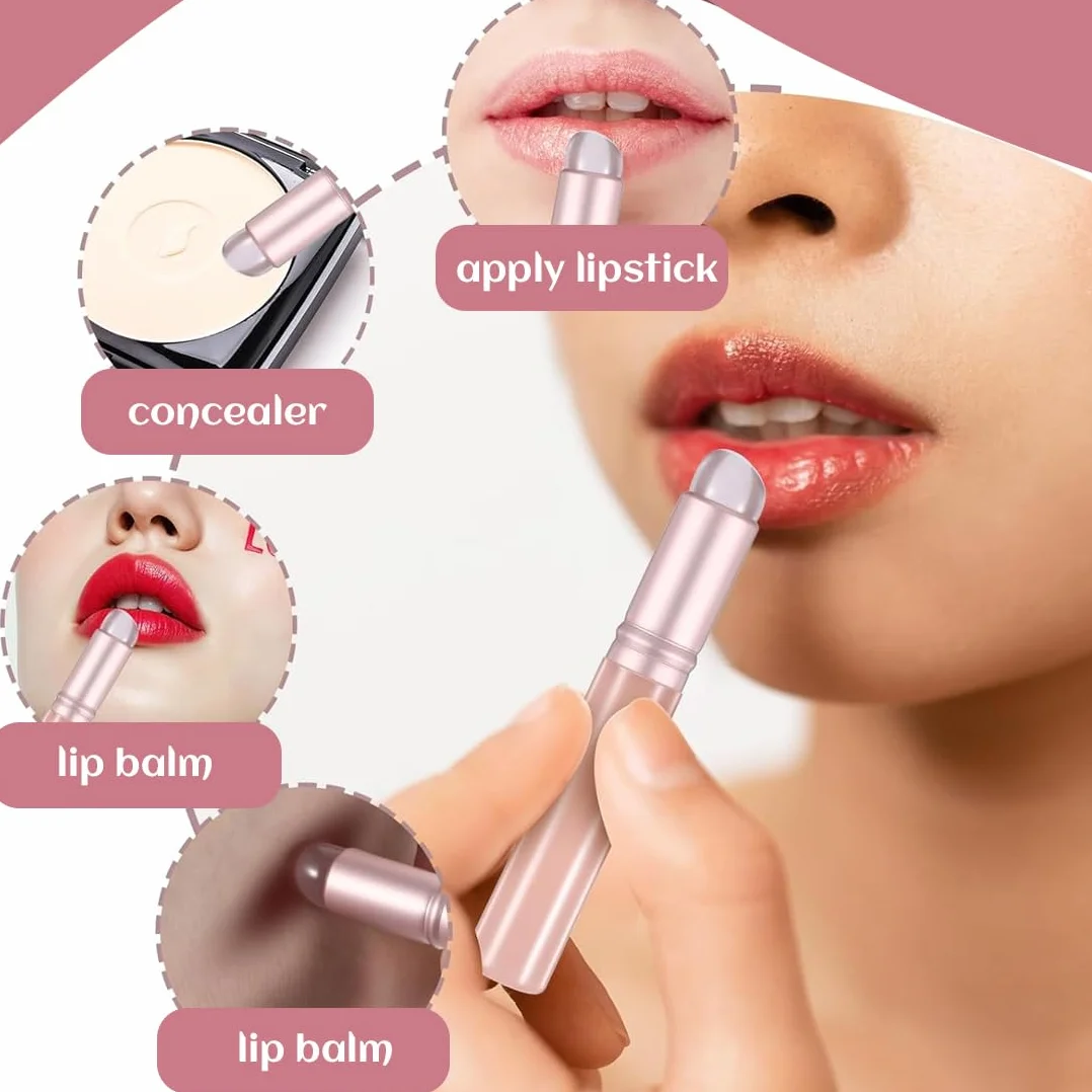 Cepillo De Labios De Silicona Aplicador De Máscara Multifuncional 2 Uds Con Tapa