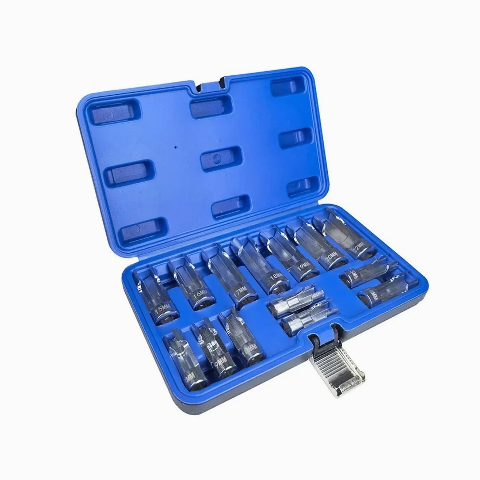 NOX Sensor Óxido Nitrógeno Juego Enchufes Con Sensores Oxígeno, Herramientas Extracción Unidades 3/8 "y 1/2", Llaves Inglesas Reparación Con Caja Almacenamiento, 14 Piezas