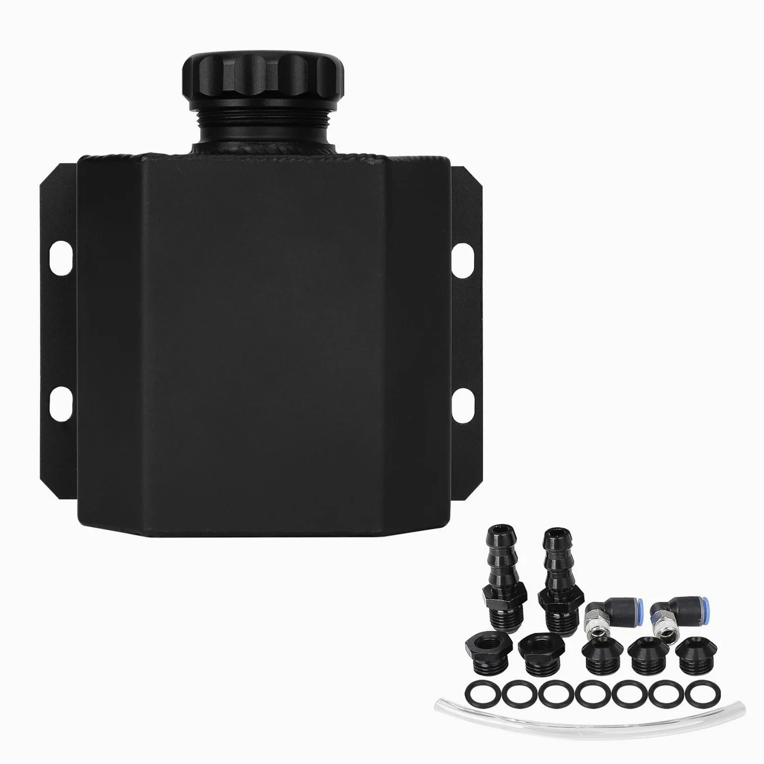 Depósito de desbordamiento Lata de captura aceite 1L/2L, tanque ventilación, refrigerante, radiador, desbordamiento, Gas combustible(1L Black)
