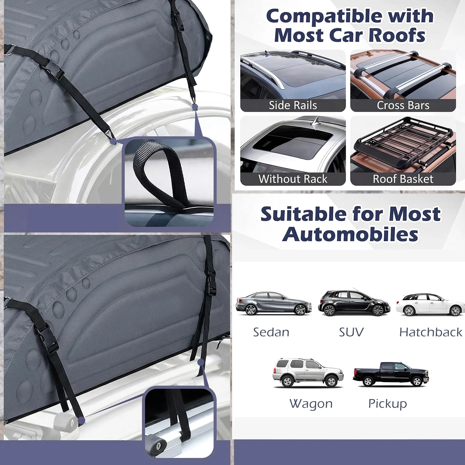 GIANTEX Cofre de techo para coche de 400 litros, impermeable, 4 correas de fijación, base antideslizante y bolsa de transporte, caja de equipaje aerodinámica, portaequipajes para SUV, sedán, furgoneta