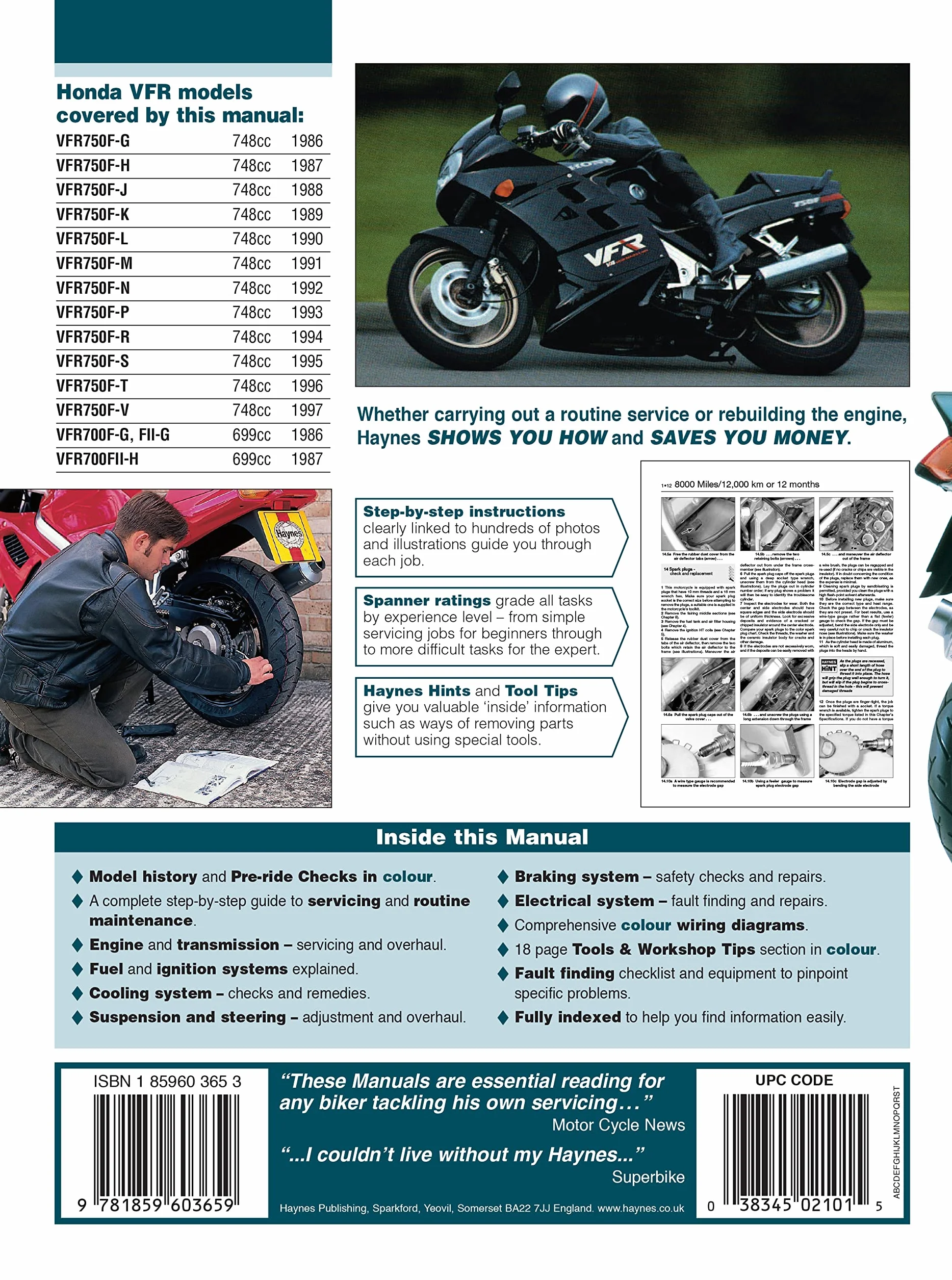 Honda VFR750 & 700 V-Fours 1986 Thru 1997: 86-97 (Haynes Service & Repair Manual)