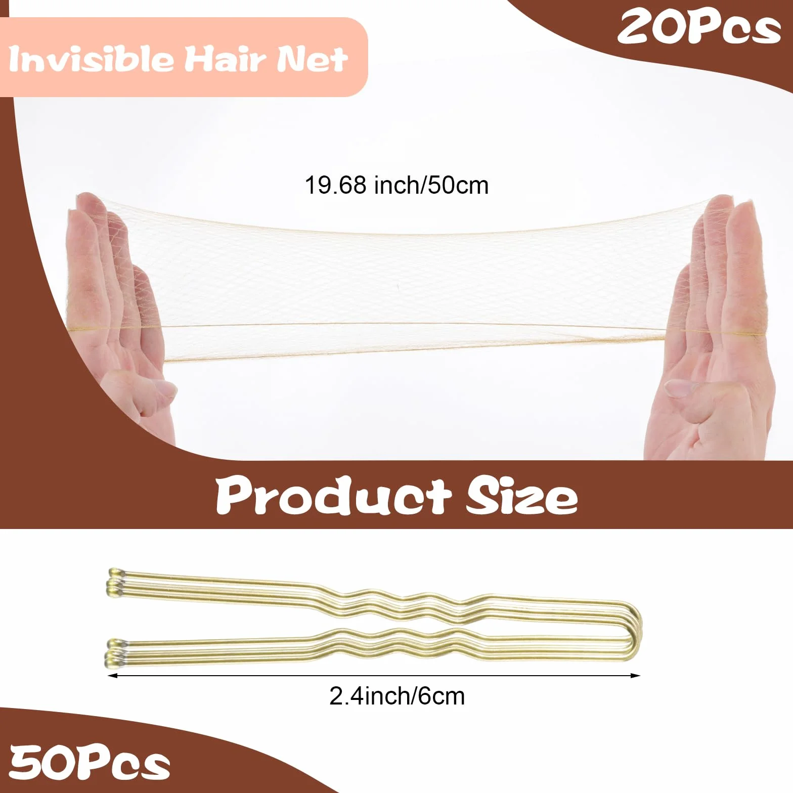 Giantree Redes para moños invisibles pelo 20 uds con 50 horquillas U para ballet