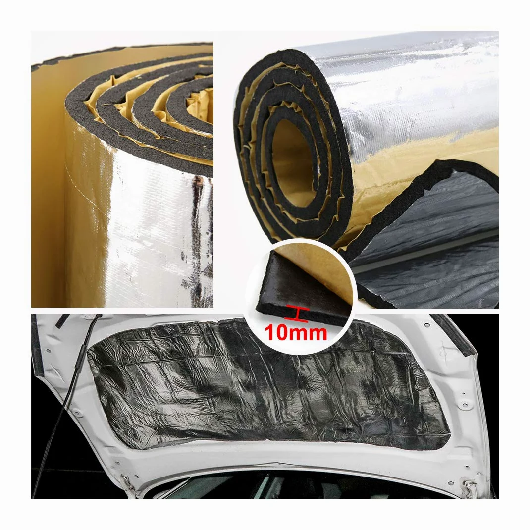 sourcing map 300x100cm Aislante Térmico Lámina Insonorizante Forro Papel Adhesivo 10mm De Espesor Espuma Aislante Acústico Insonorización Coche 3㎡