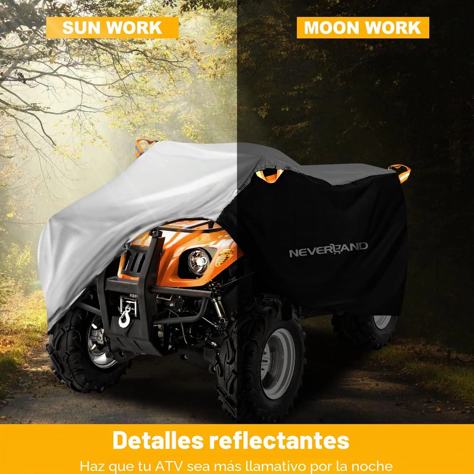 NEVERLAND Impermeable Funda para Quad ATV - Cubierta Exterior con Tafetán de Poliéster 190T - ATV Cubre Quad Protección contra Lluvia, Nieve, Polvo, Granizo y Sol (256x110x120cm)
