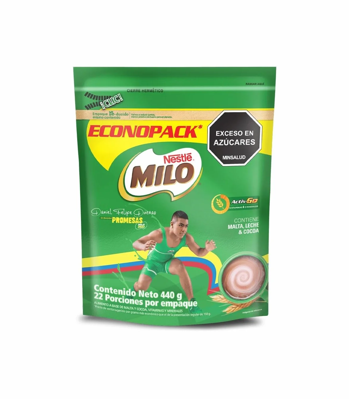MILO Colombiano Bebida en Polvo de Chocolate, Leche y Malta con Vitaminas y Minerales, 500g
