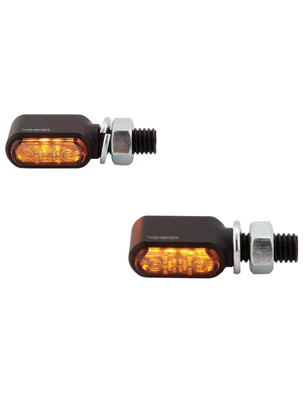 HIGHSIDER Intermitentes LED para motocicleta Little Bronx, certificado E, (2 unidades) (negro)