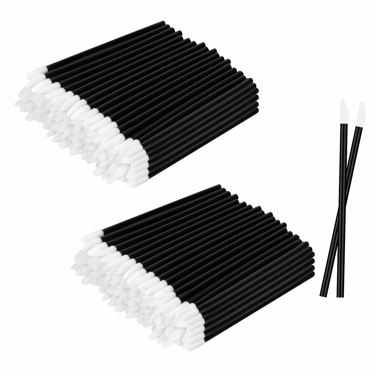 Cepillos para Maquillaje de Labios Desechables, Pinceles Aplicador Labial, Cepillos de Lápiz Labial, Negro 100PCS