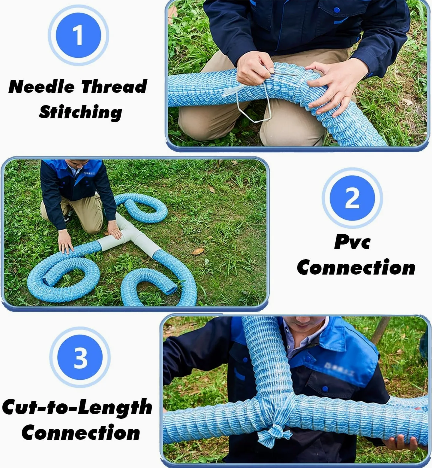 Tubo de drenaje permeable perforado, funda filtro no tejida, alambre acero espiral, flexible enterrado para patio, sótano, carretera, césped(Dia-15cm(5.9in),L110ft/33.5m)
