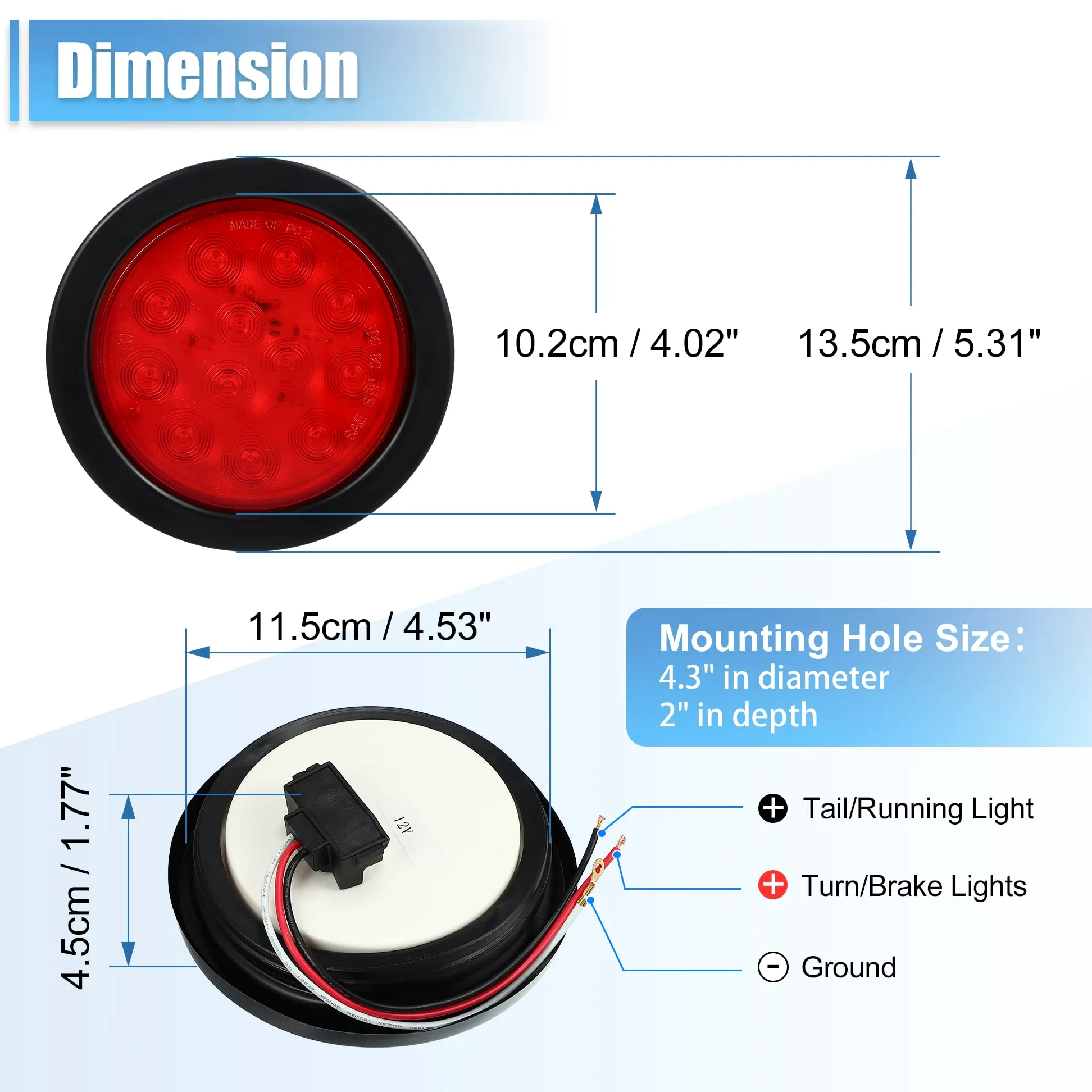 X AUTOHAUX 1 Juego 4" 12 LED Rojo Blanco Remolque Luz Barra Impermeable Marcador ID Barra