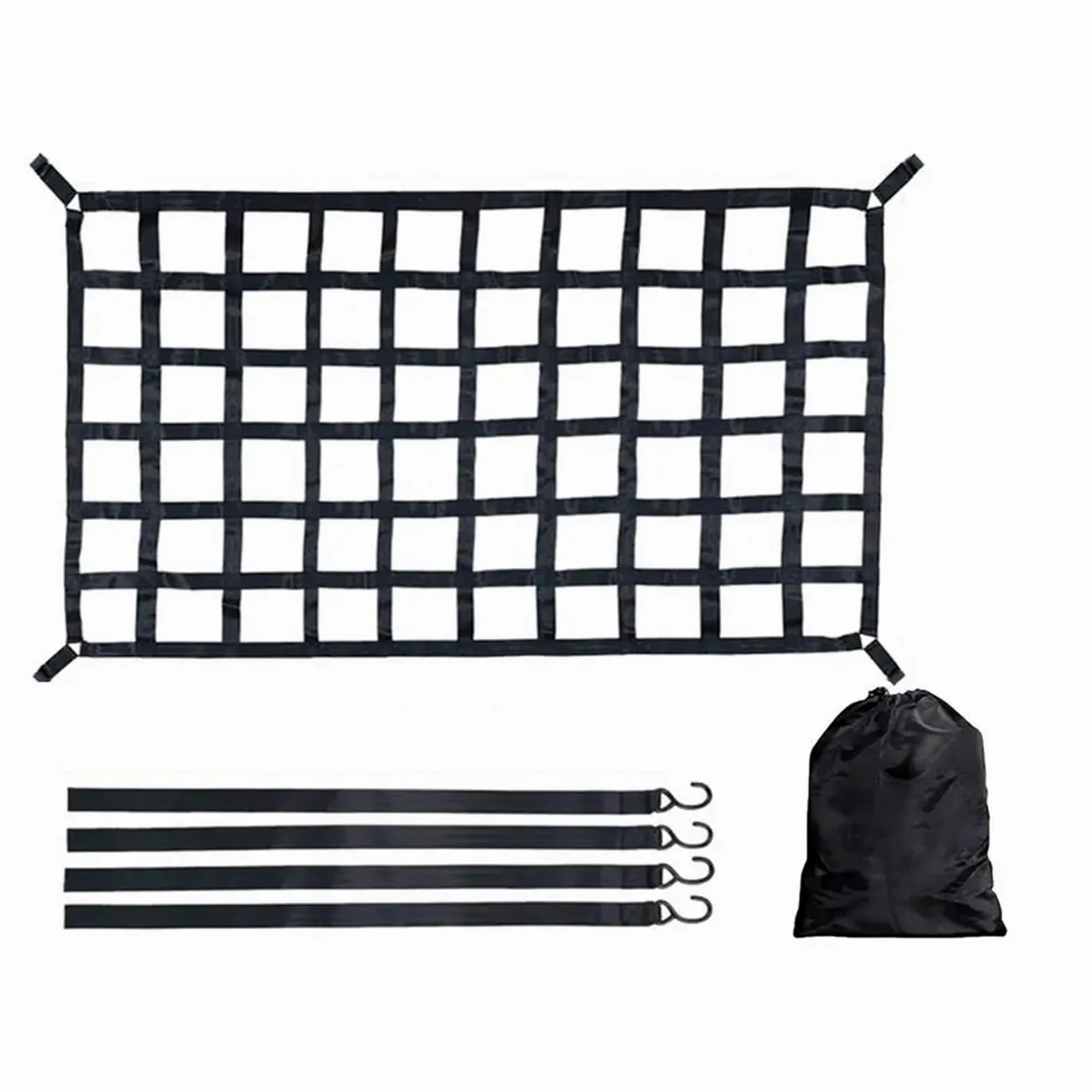 Red de maletero de coche Universal, organizador de equipaje elástico, red de carga resistente, redes de almacenamiento elásticas ajustables for maletero para el equipaje de almacenamiento interior del