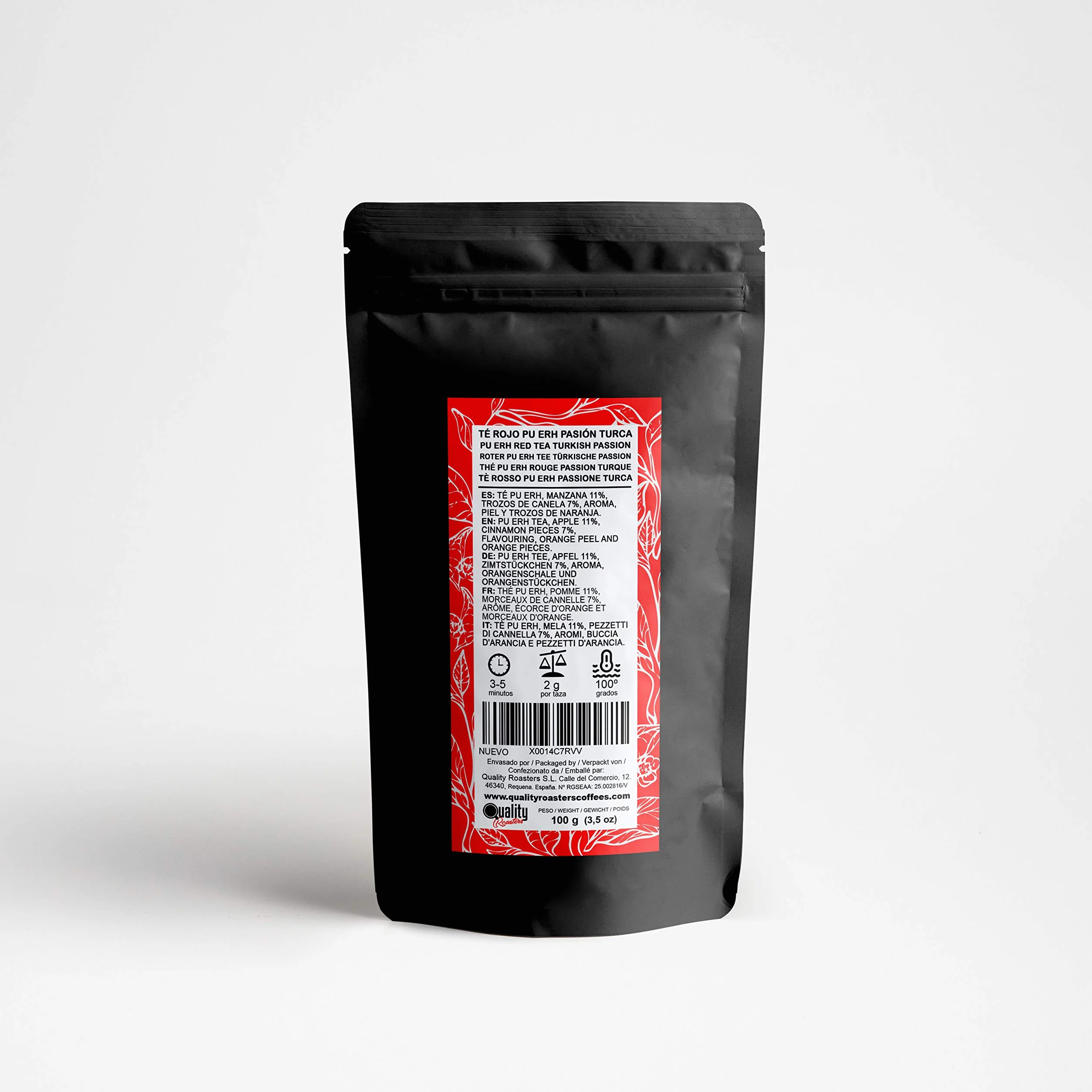 Té Rojo Pasión Turca Blend con Té Pu Erh Canela Manzana Naranja 100 gr