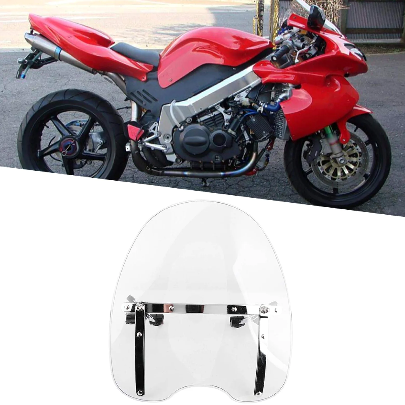 Deflector de Viento para Motocicleta, Accesorio de Conducción Parabrisas Universal para Motocicleta Parabrisas Duradero para Motocicleta para Modificación de Molduras para Piezas de(transparente)