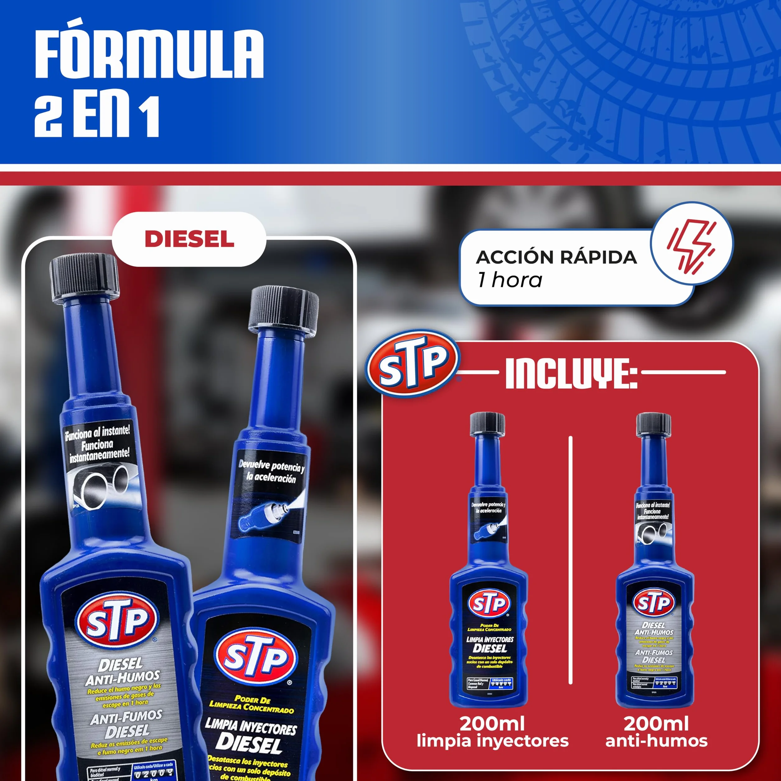 Limpia inyectores diésel Antihumos diésel STP 200 ml Reduce emisiones ahorra combustible