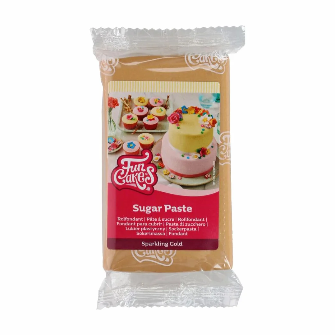 FunCakes Pasta de Azúcar Sparkling Gold Fondant 250 g