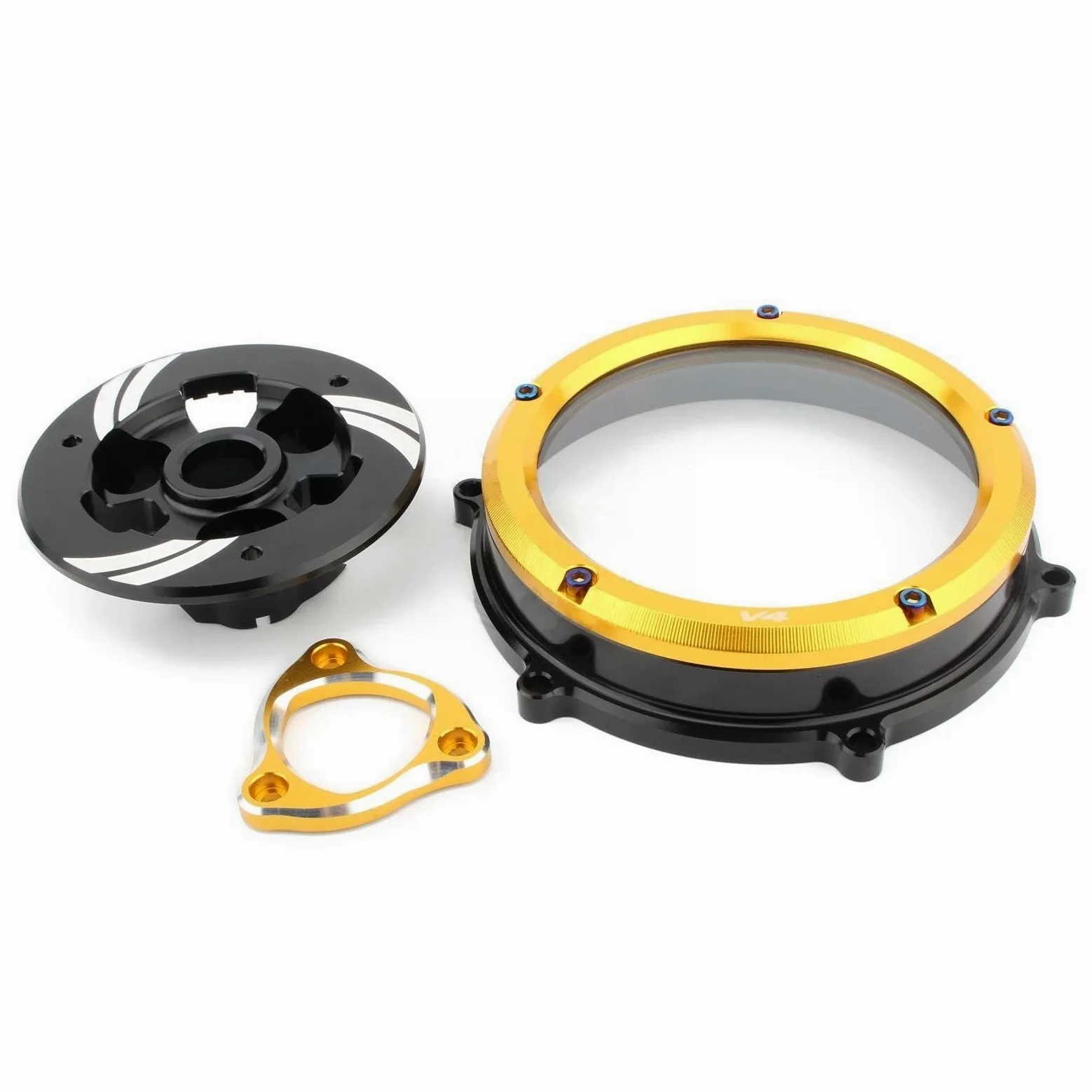 Accesorios Motocicletas Protector De Retén Muelle para Tapa Embrague, Motor Competición, para Ducati para Panigale V4 2018-2023, Kit Placa Presión(Black Yellow)